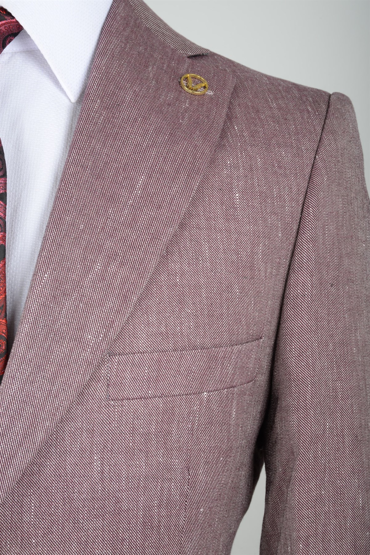 MASERTO Slim Fit Takım Elbise Kendinden Desenli