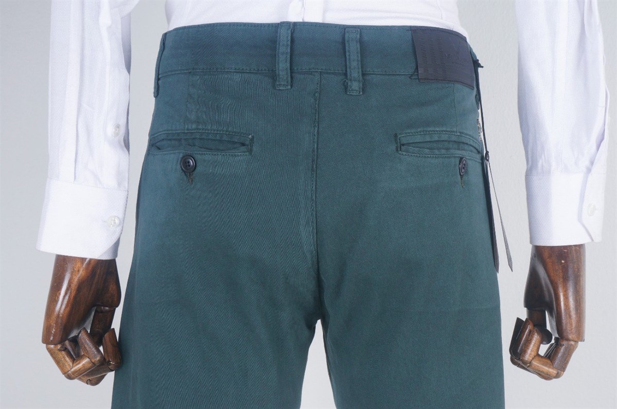 Maserto Slim Fit Yeşil Pantolon Düz Desenli