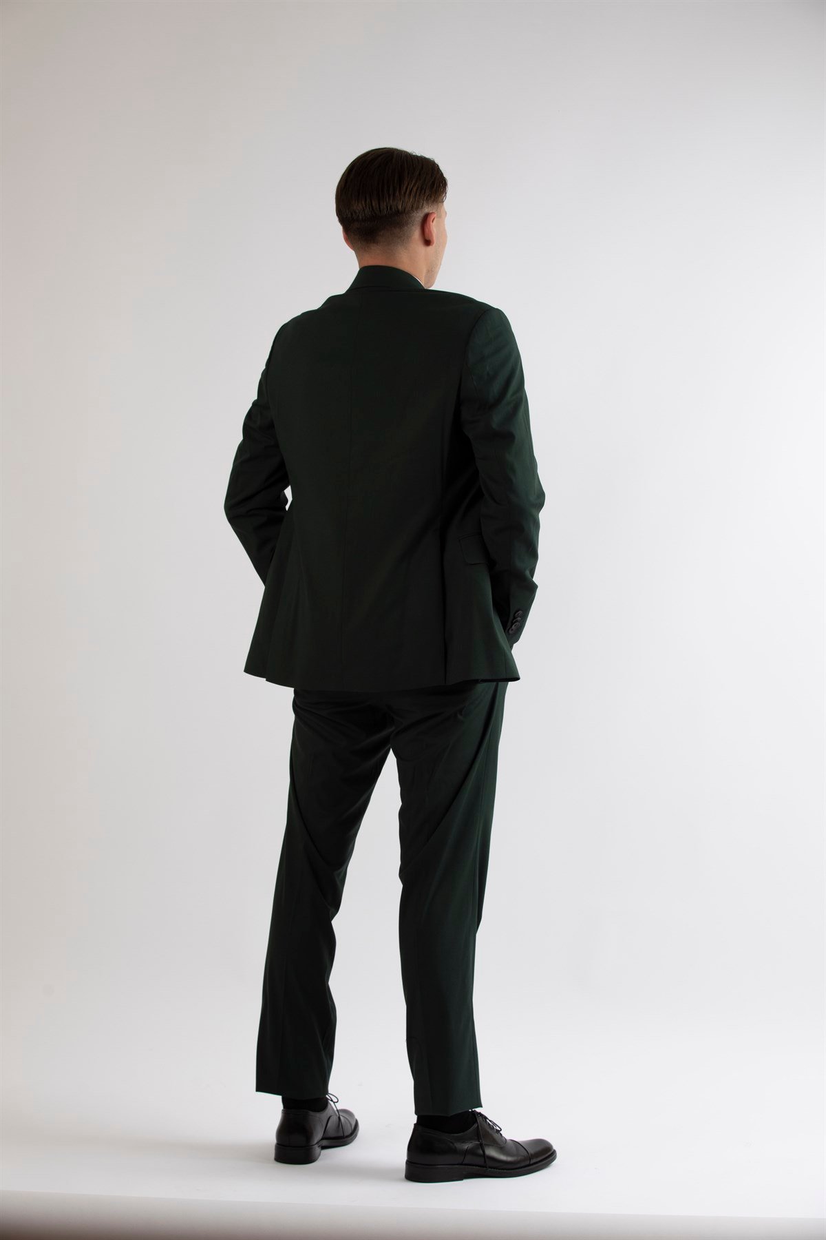 Maserto Slim Fit Yeşil Takım Elbise Düz Desenli