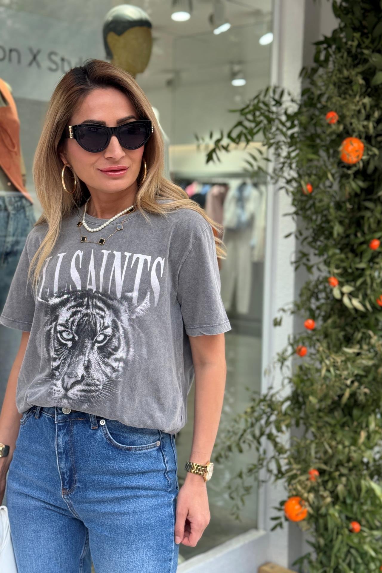 Allsaint Baskılı Yıkamalı Tshirt T-SHİRT