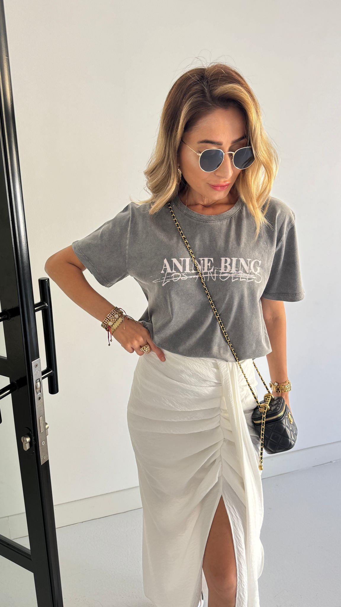 Anine Bing Los Angeles Baskılı Yıkamalı Tshirt T-SHİRT