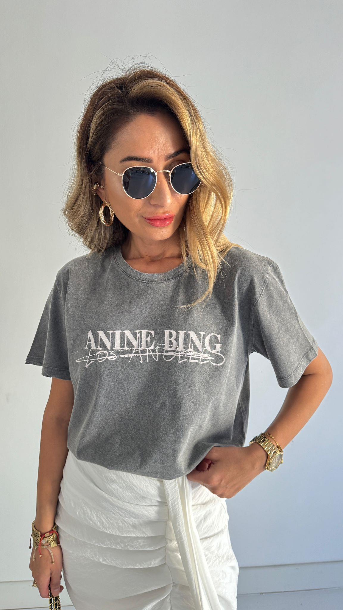 Anine Bing Los Angeles Baskılı Yıkamalı Tshirt T-SHİRT