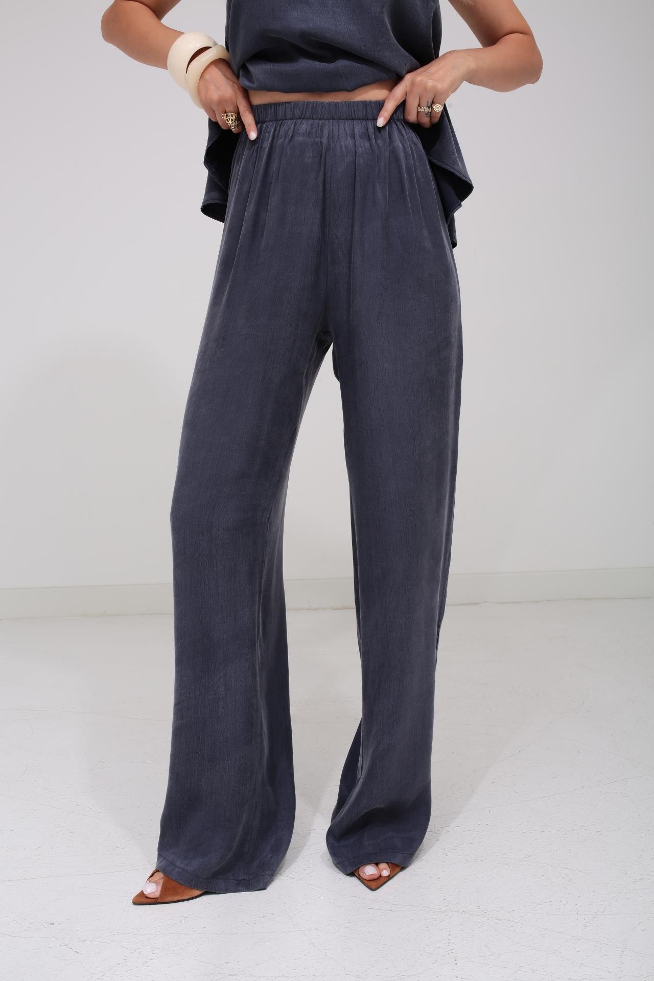 Askılı Tensel Kumaş Lacivert Bluz Pantolon TAKIM | NO33