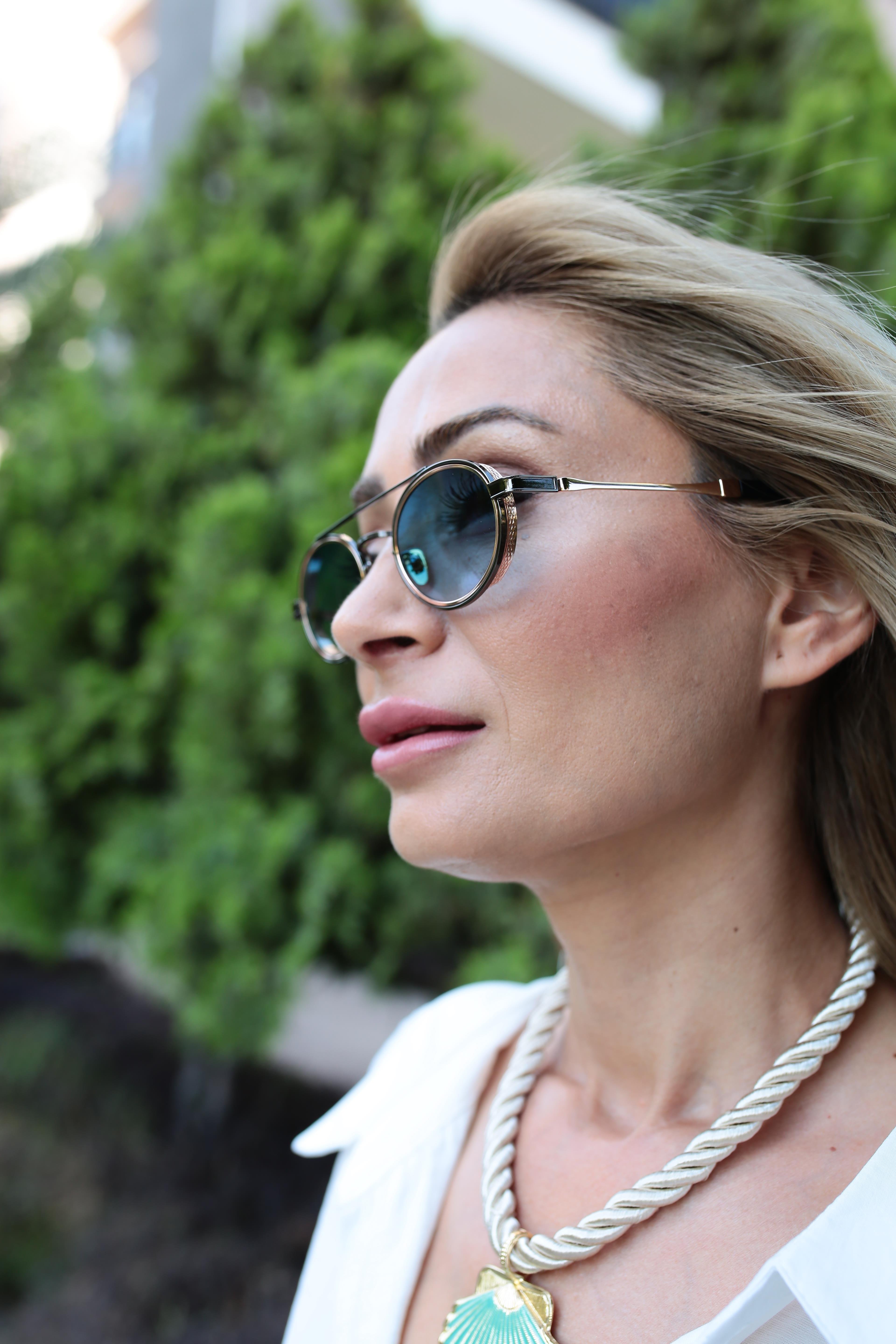 Bakır Füme Çerçeve Mavi Degrede Gözlük(Ae 2404) GÜNEŞ GÖZLÜĞÜ | NO33