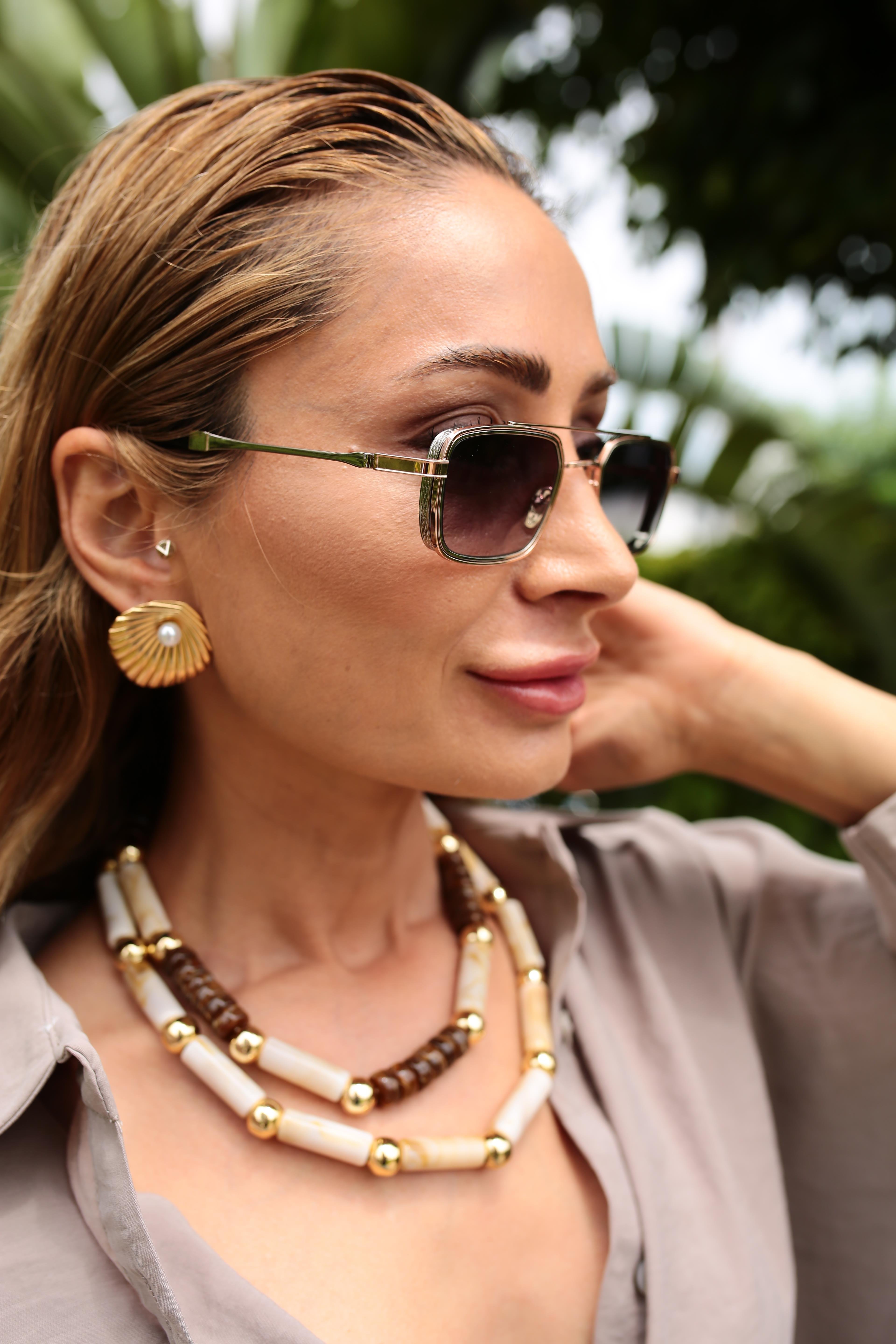 Bakır metal Çerçeveli Deprede Gözlük(Ae2403 C4) GÜNEŞ GÖZLÜĞÜ | NO33