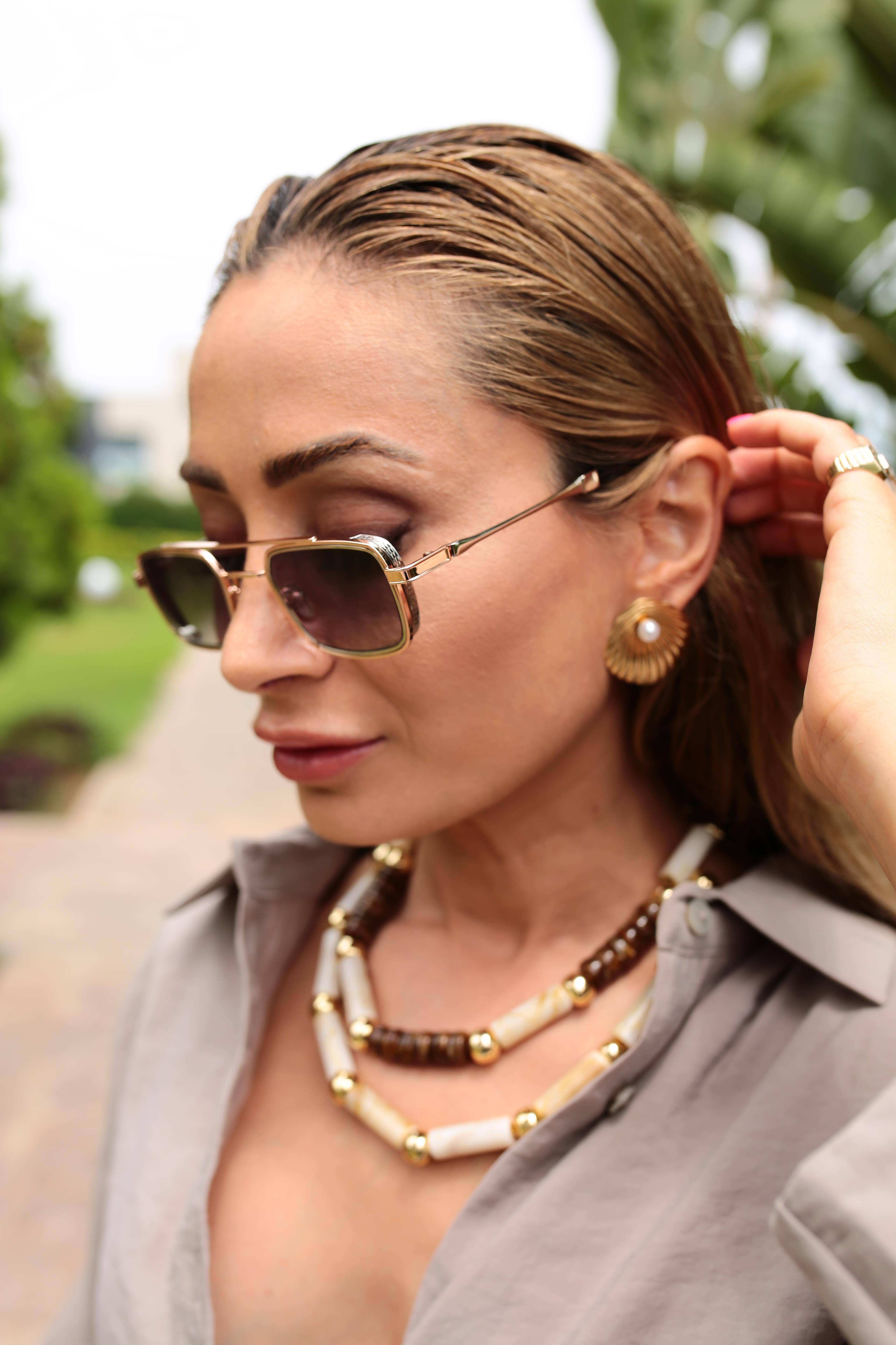 Bakır metal Çerçeveli Deprede Gözlük(Ae2403 C4) GÜNEŞ GÖZLÜĞÜ | NO33