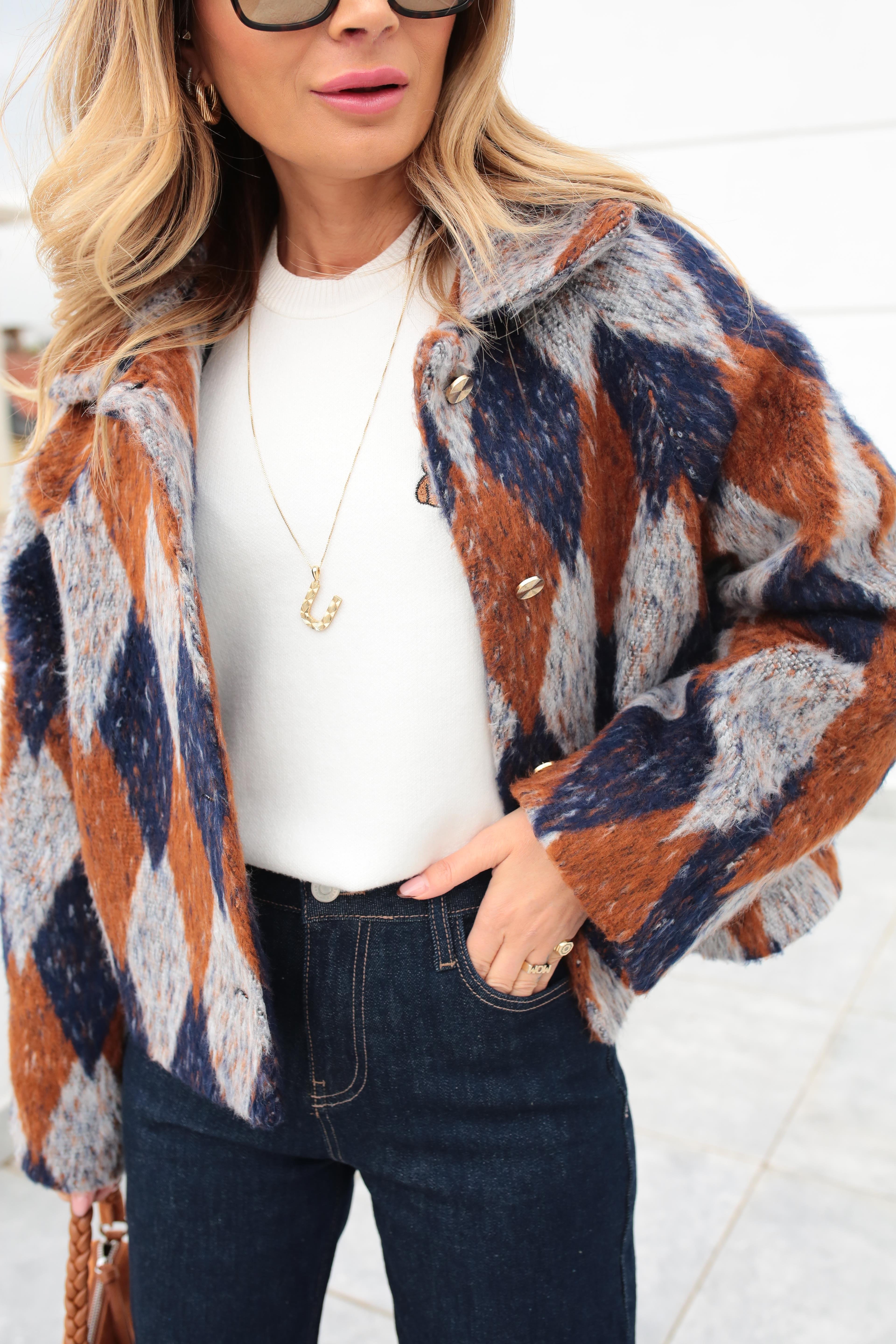 Baklava Desen Jakar Ceket CEKET