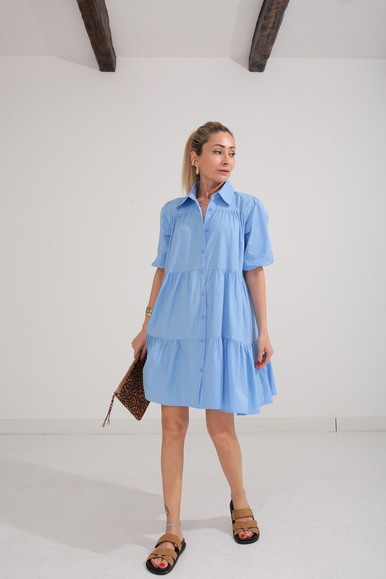 Bebe Mavi  Katlı Gömlek Elbise ELBİSE | NO33