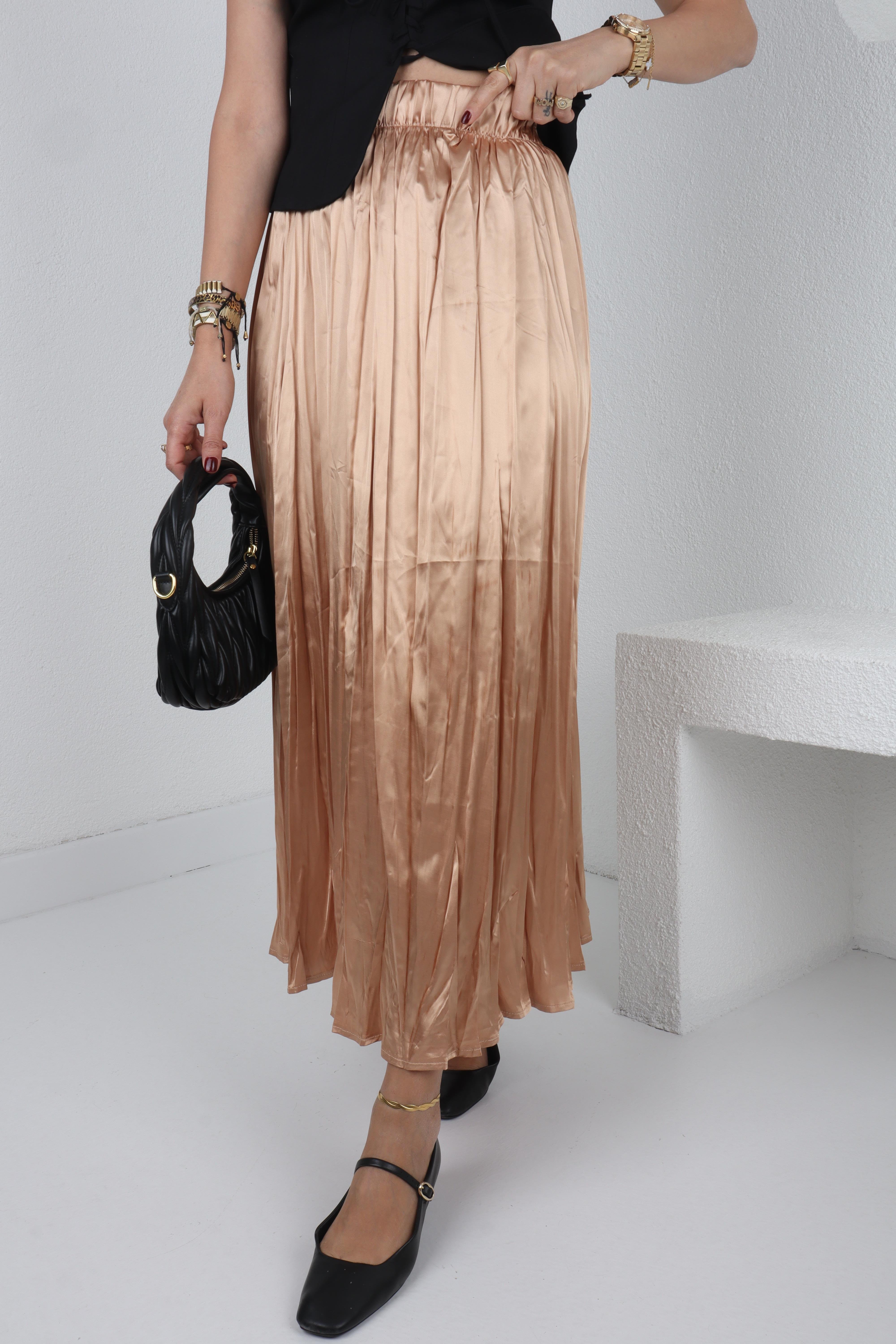 Beli Lastikli Pileli Camel Saten Etek ETEK