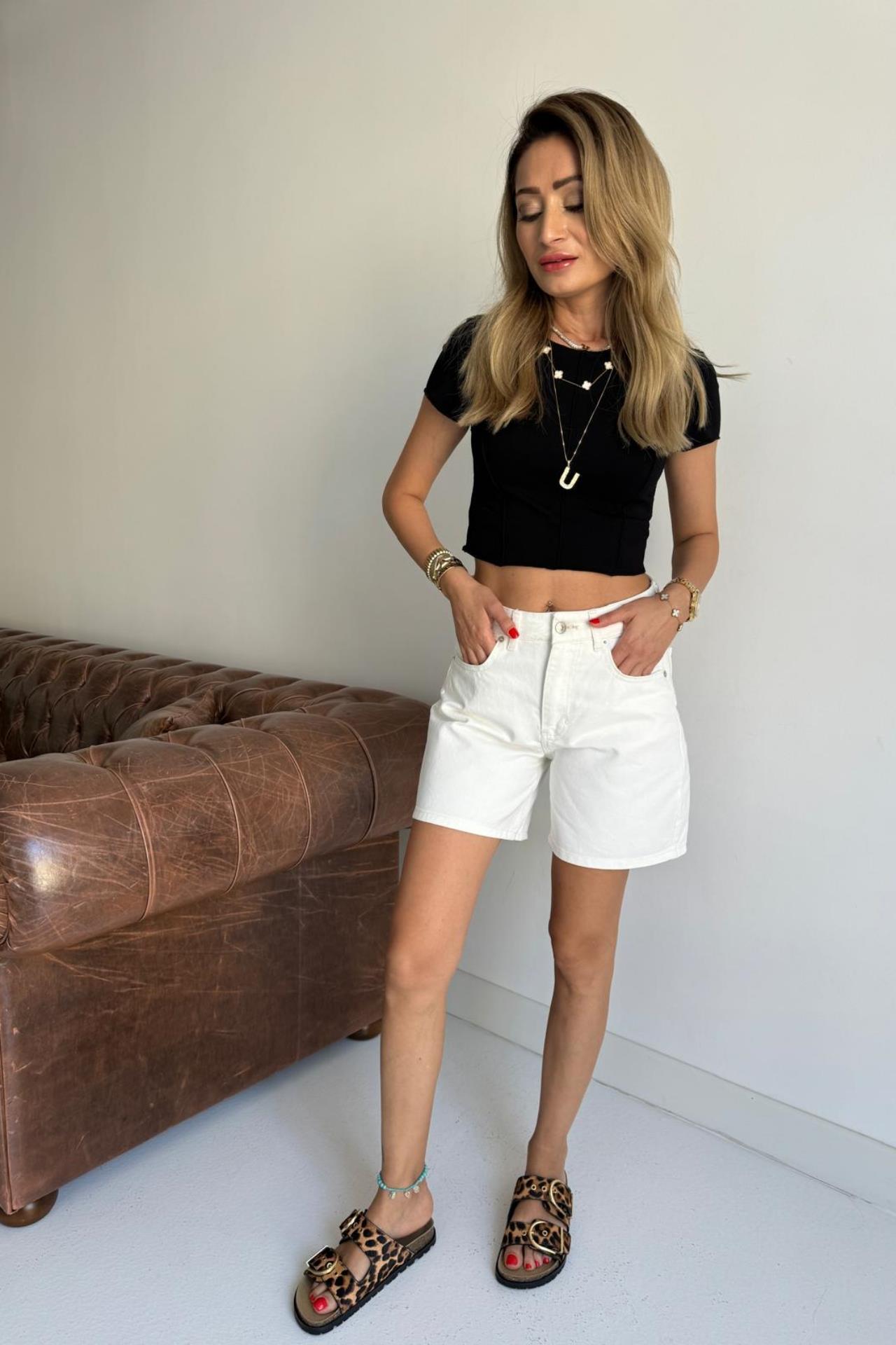 Beyaz  Denim Şort ŞORT