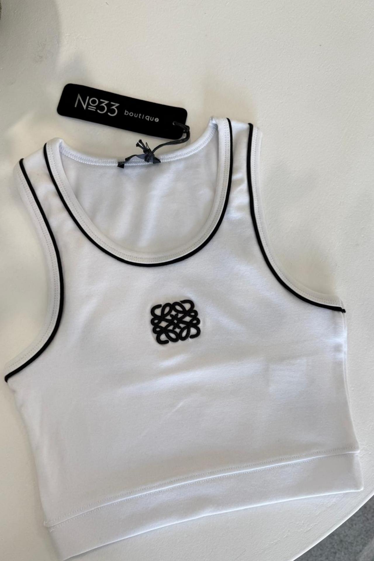 Beyaz Nakışlı Biyeli Crop CROP | NO33