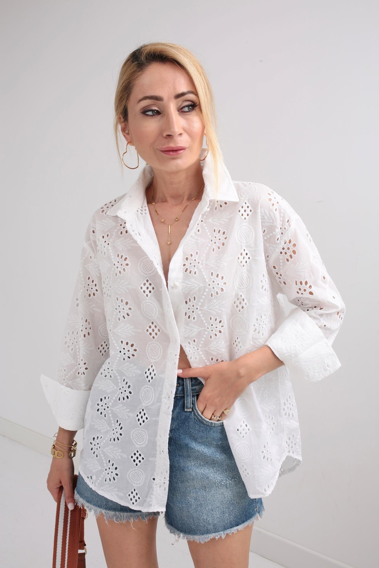 Beyaz Oversize Fisto Gömlek GÖMLEK | NO33