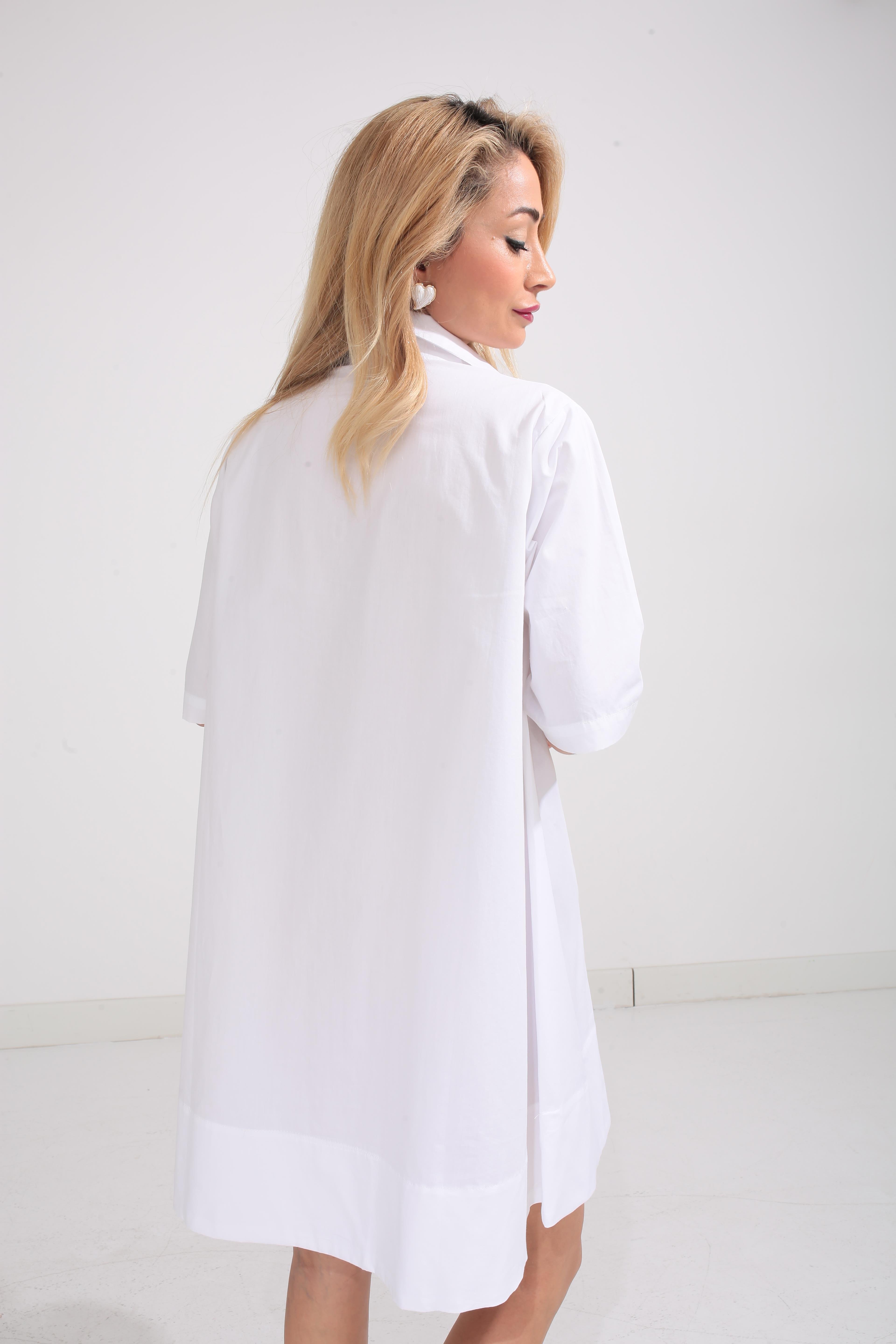 Beyaz Oversize Gömlek Elbise ELBİSE | NO33