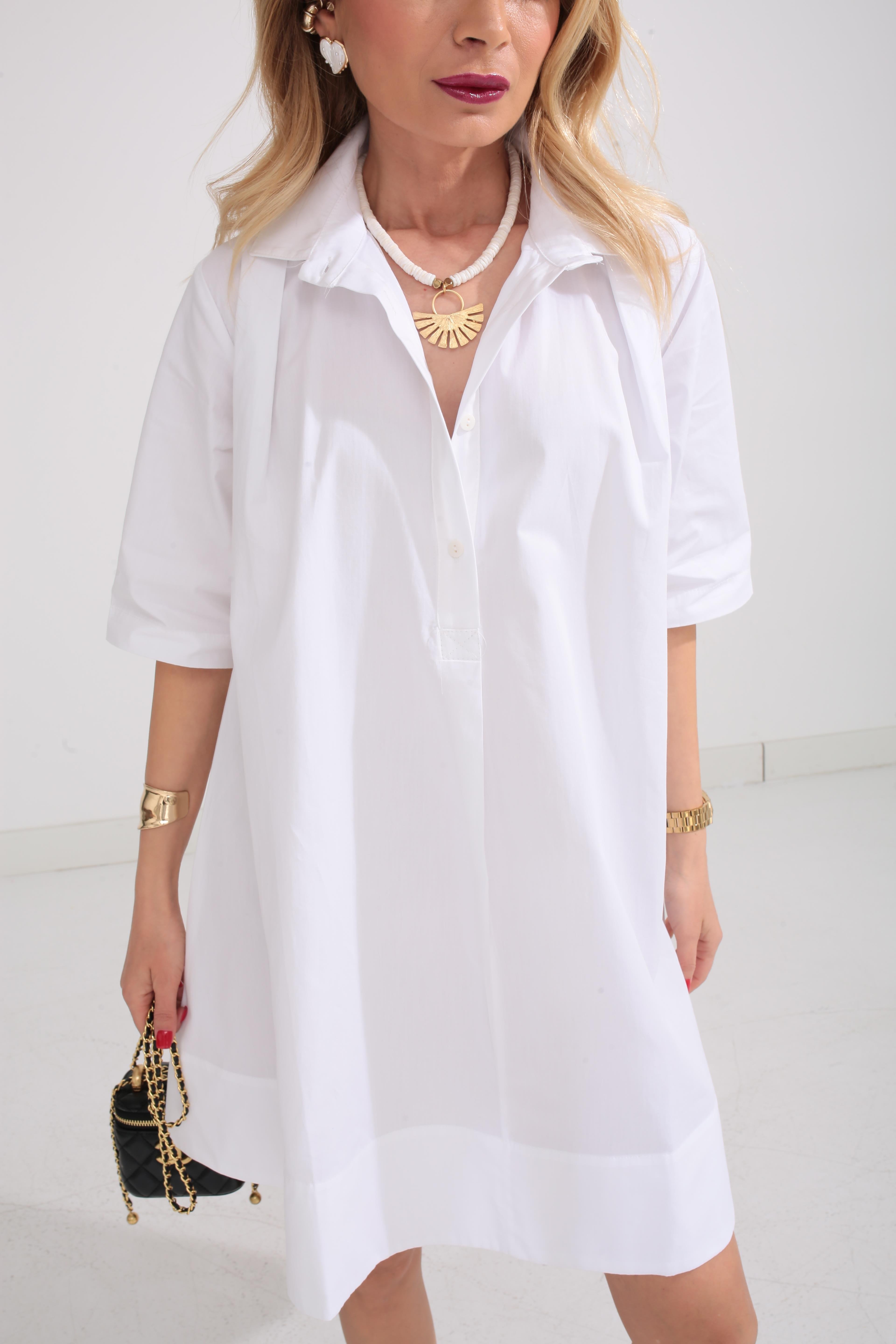 Beyaz Oversize Gömlek Elbise ELBİSE | NO33