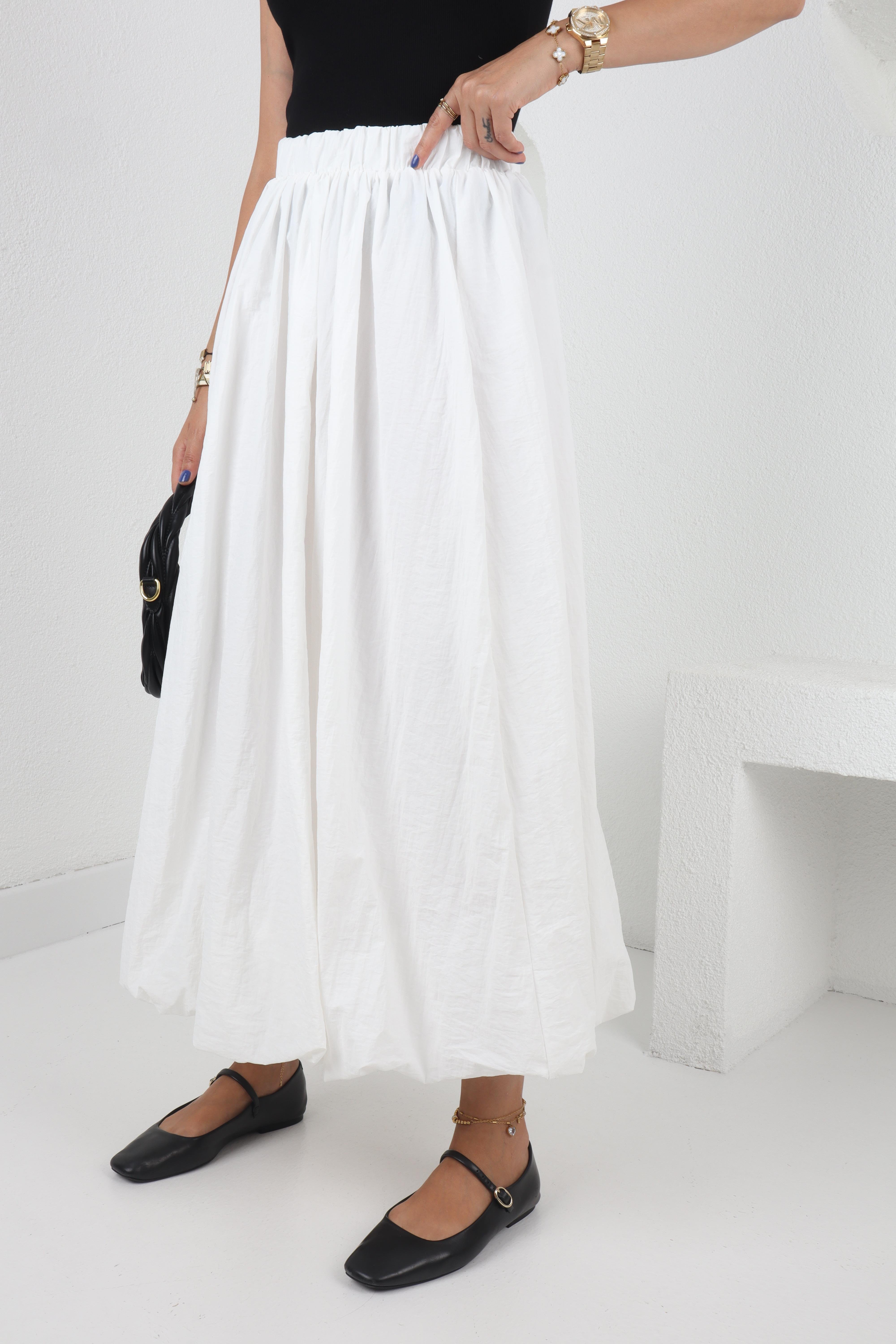 Beyaz Uzun Astarlı Balon Etek ETEK