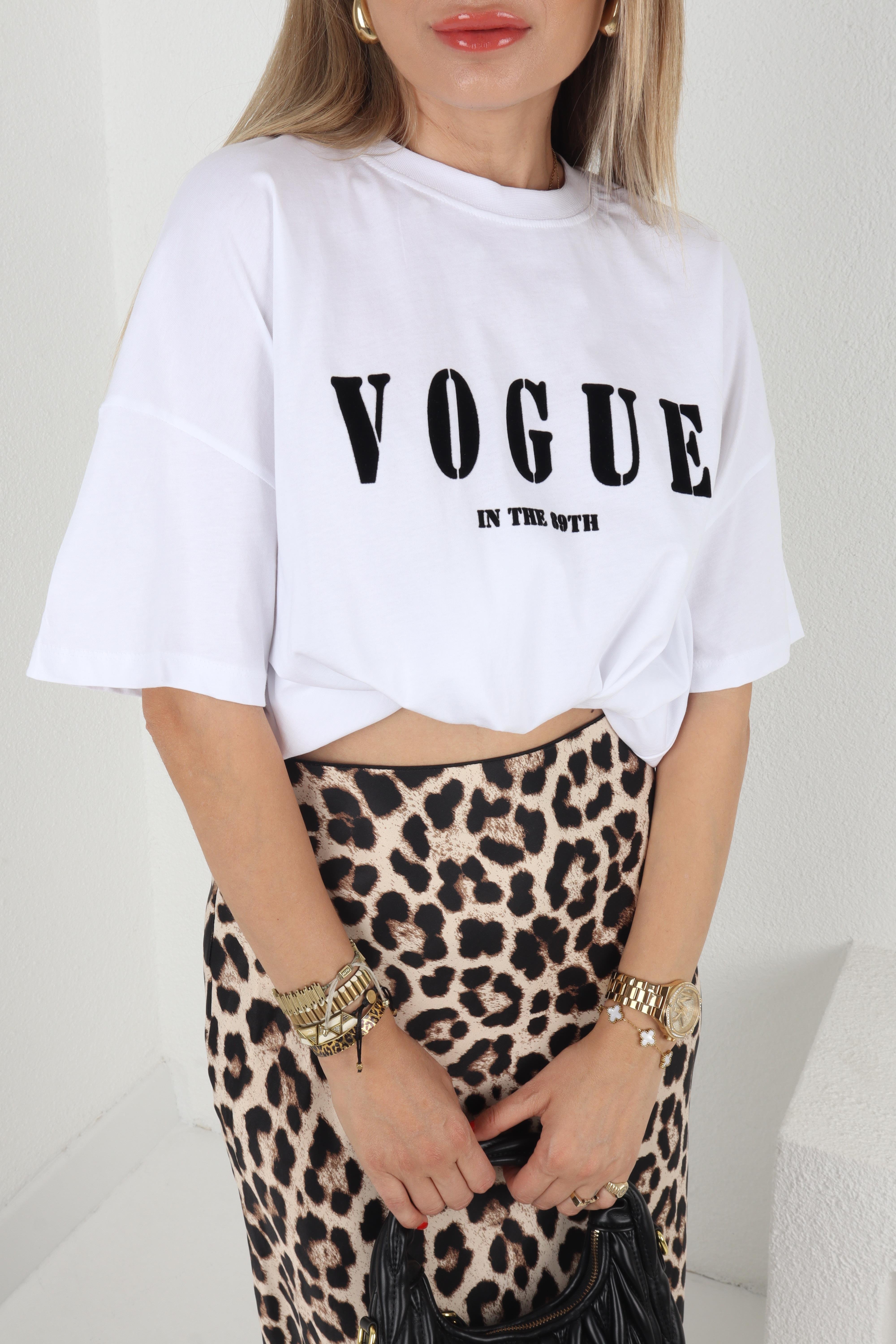 Beyaz Vogue Baskılı Tshirt T-SHİRT