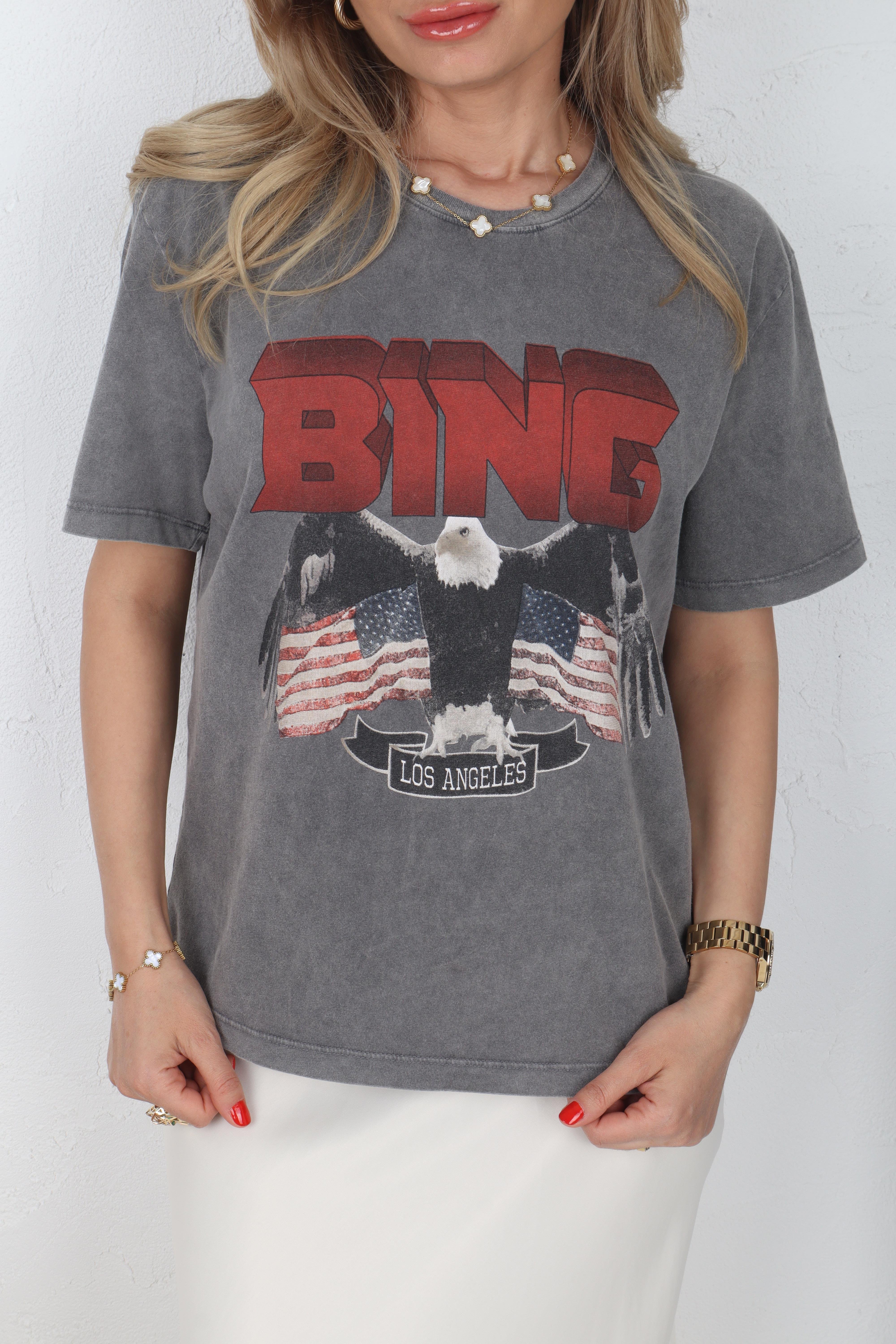 Bing Baskılı Yıkamalı Basic tshirt T-SHİRT