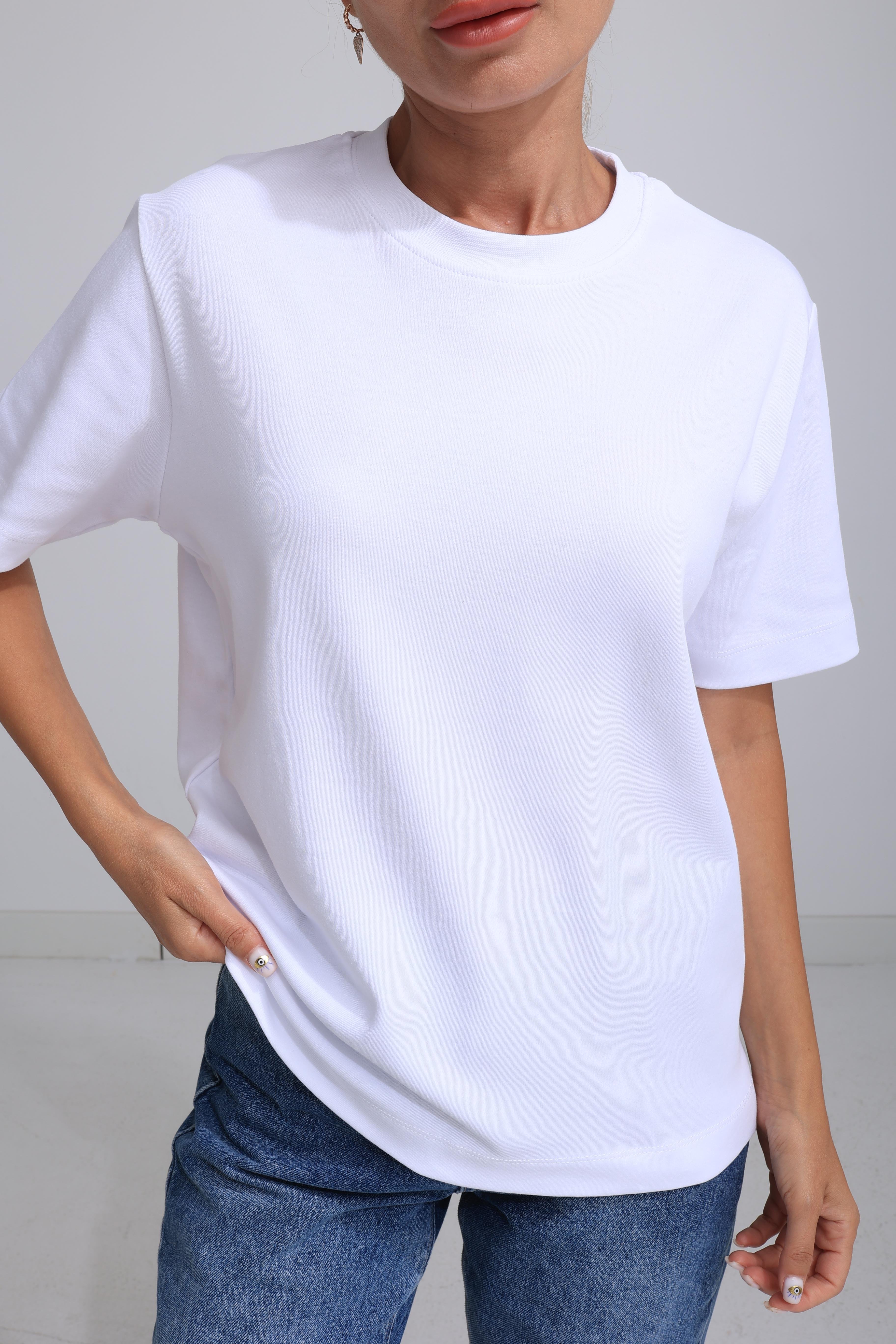 Bisiklet Yaka Beyaz Basic Tshirt T-SHİRT | NO33