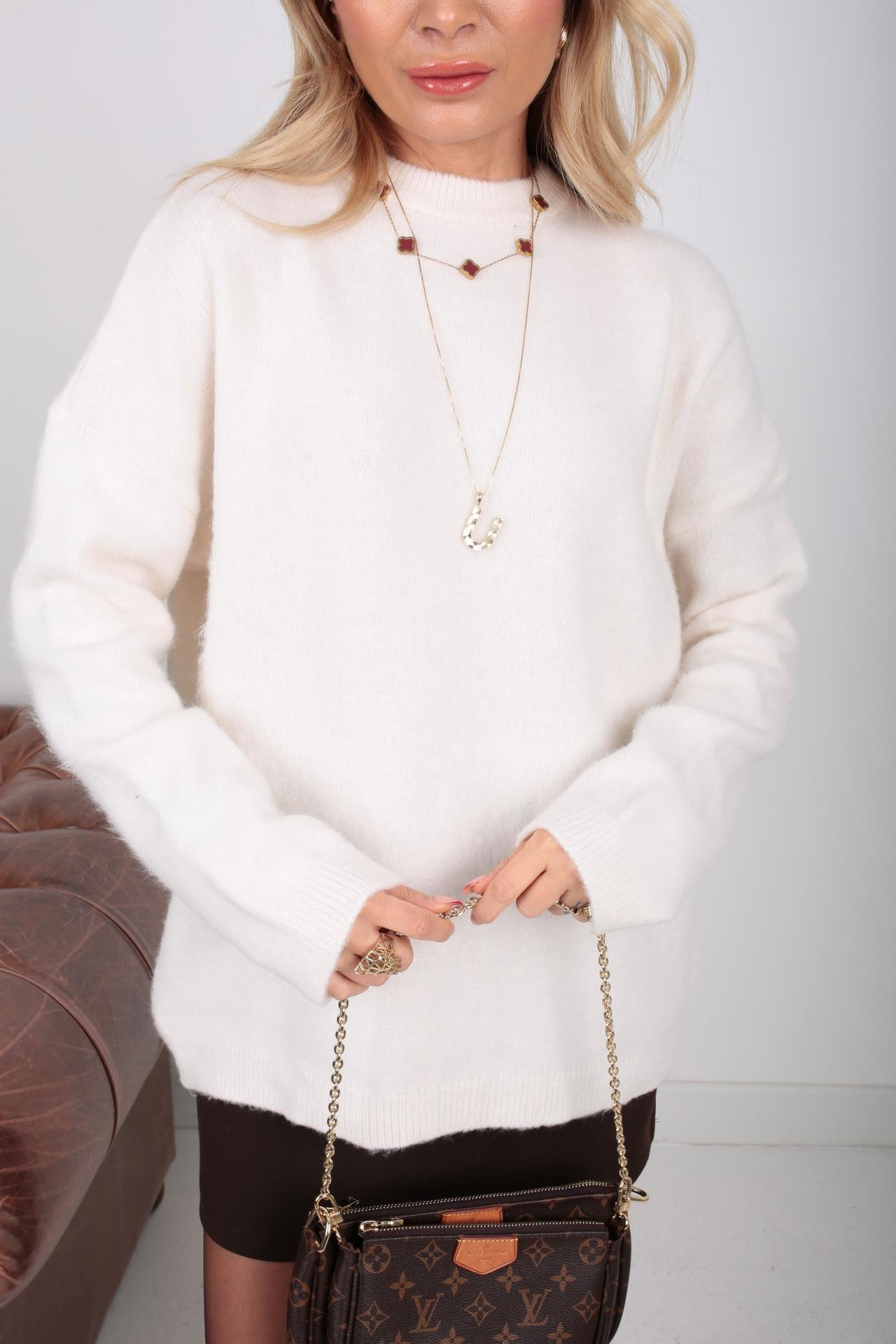 Bisiklet Yaka Ekru Basic Kazak TRİKO VE KAZAK