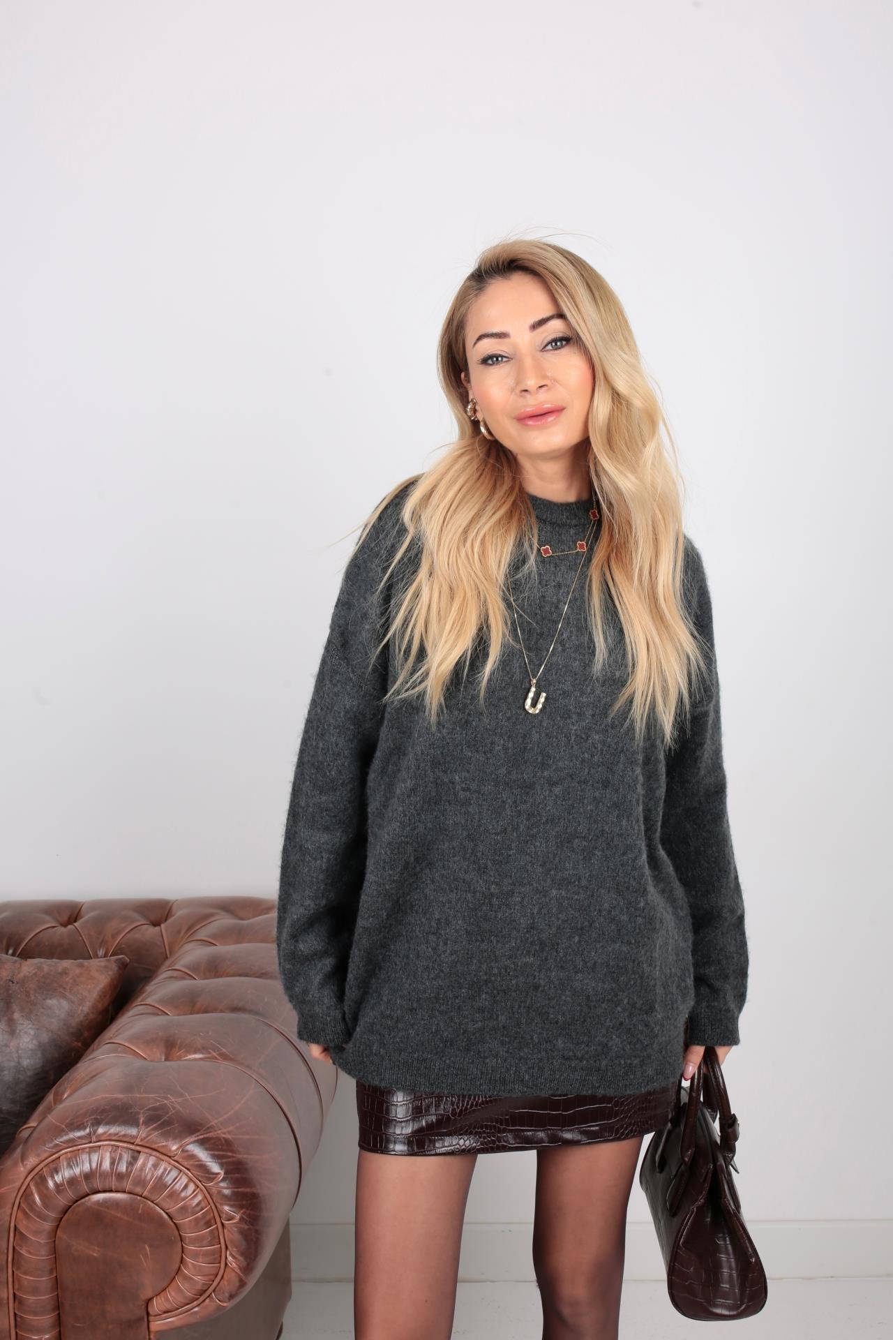 Bisiklet Yaka Füme Basic Kazak TRİKO VE KAZAK