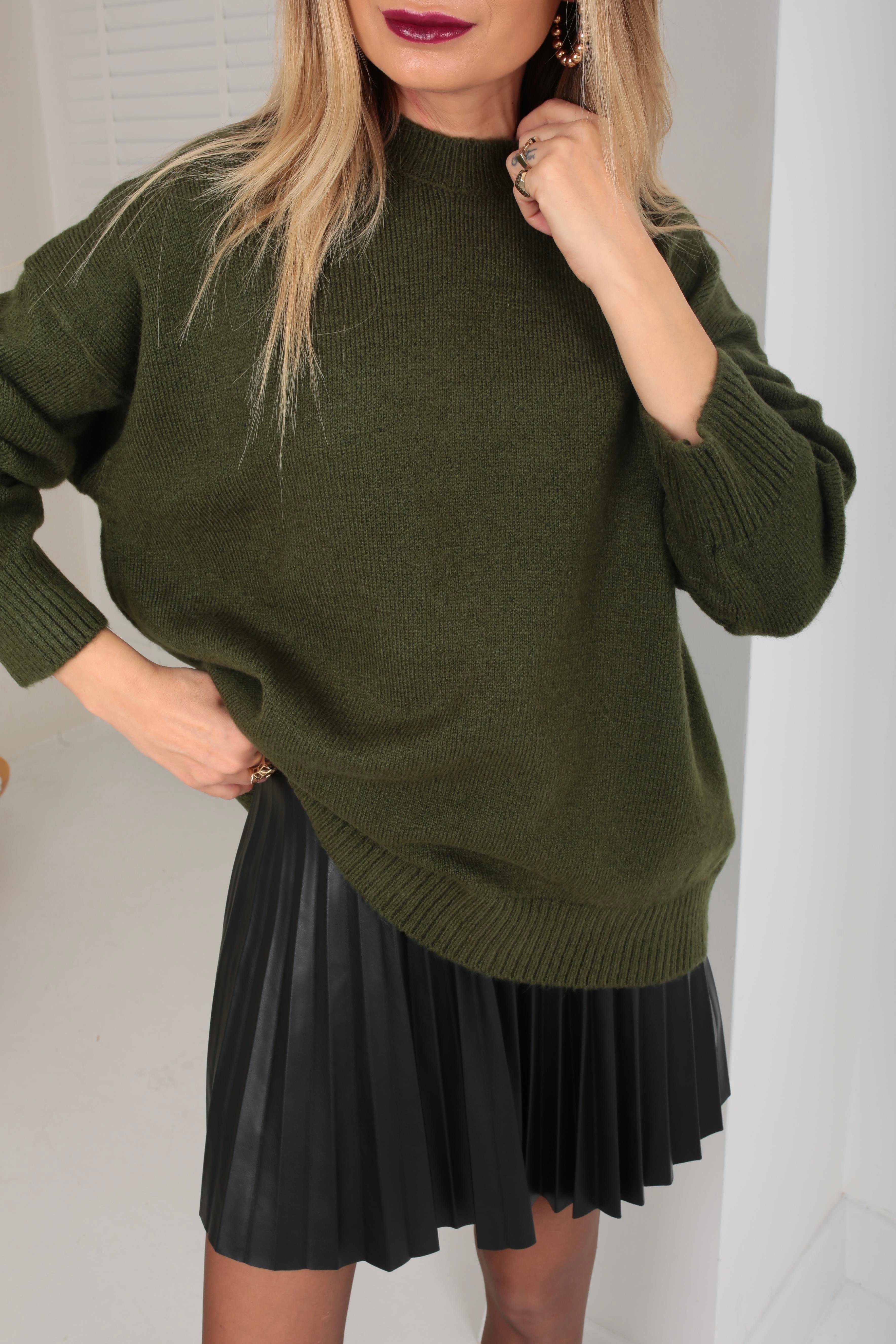 Bisiklet Yaka Haki Basic Kazak TRİKO VE KAZAK