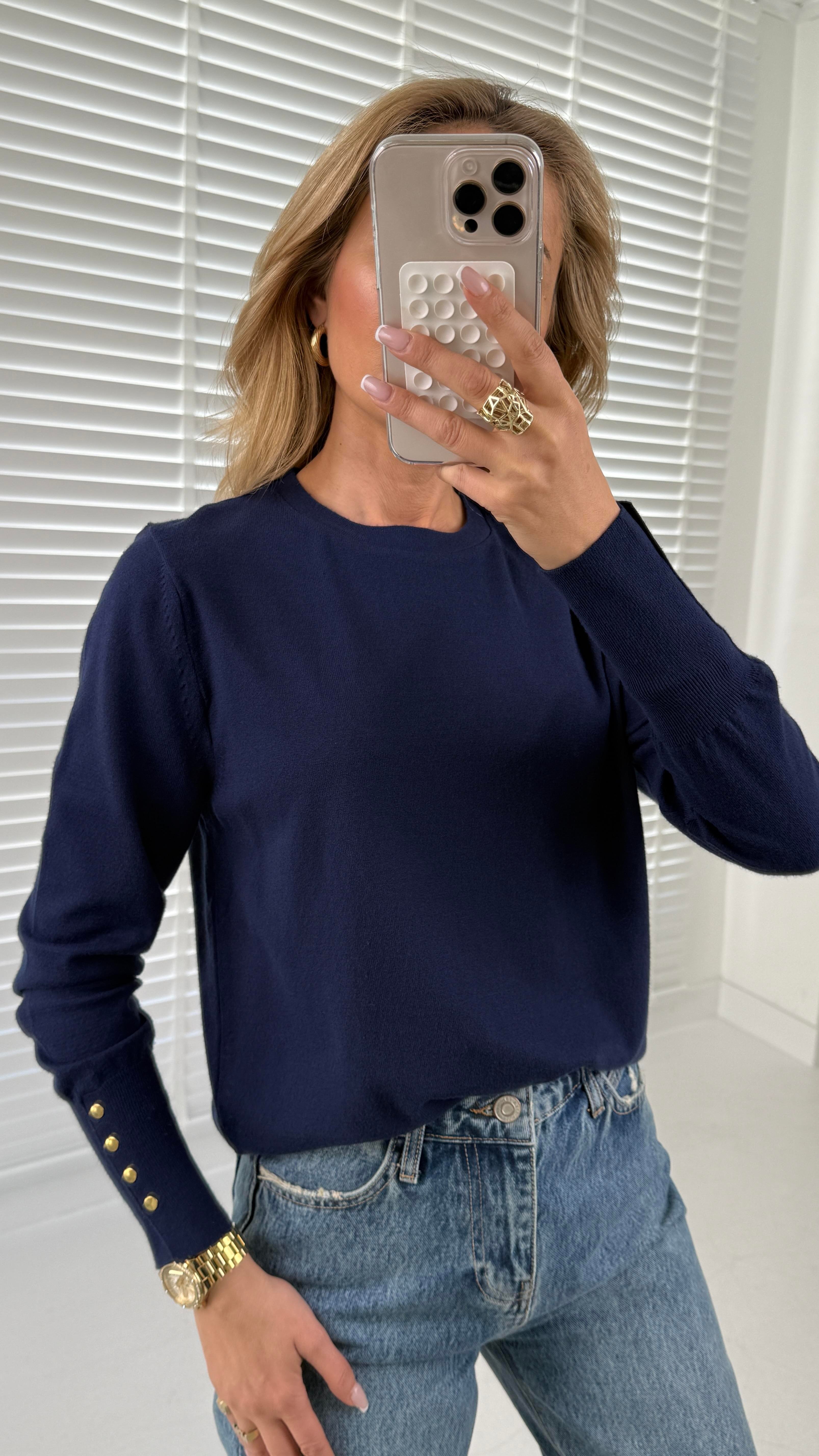 Bisiklet Yaka Kolu Droplu Lacivert Kazak TRİKO VE KAZAK