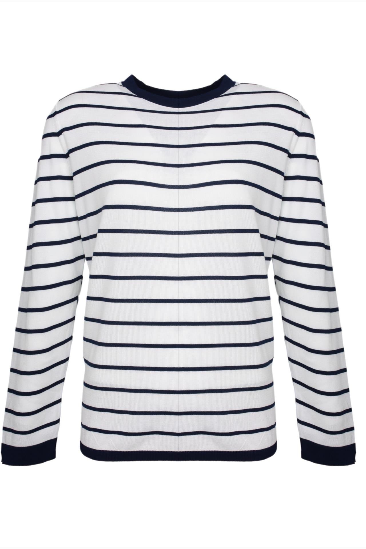 Bisiklet Yaka Lacivert Çizgili Mevsimlik Triko TRİKO VE KAZAK