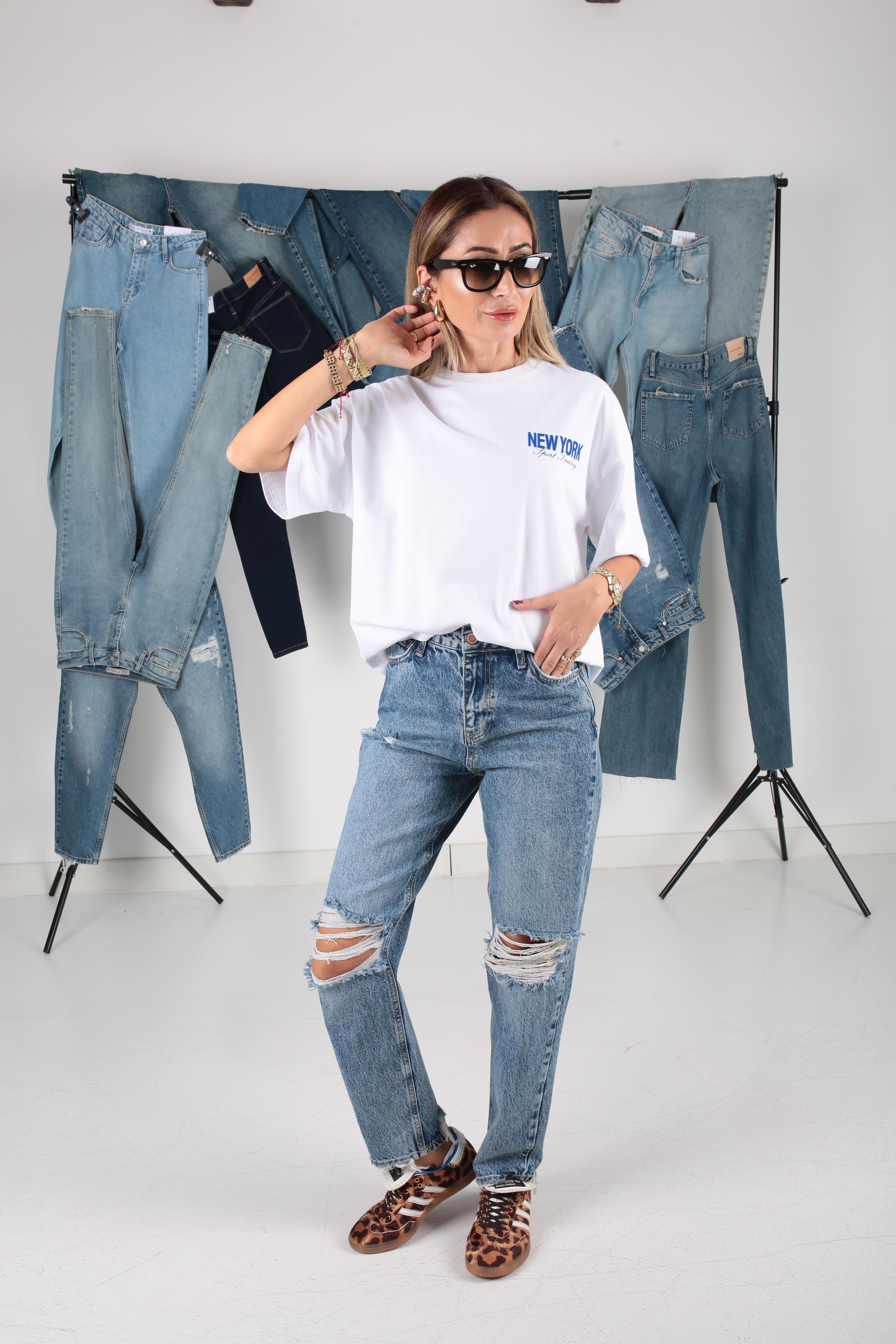 Bisiklet Yaka Ön Arka Yazı Baskılı Tshirt T-SHİRT