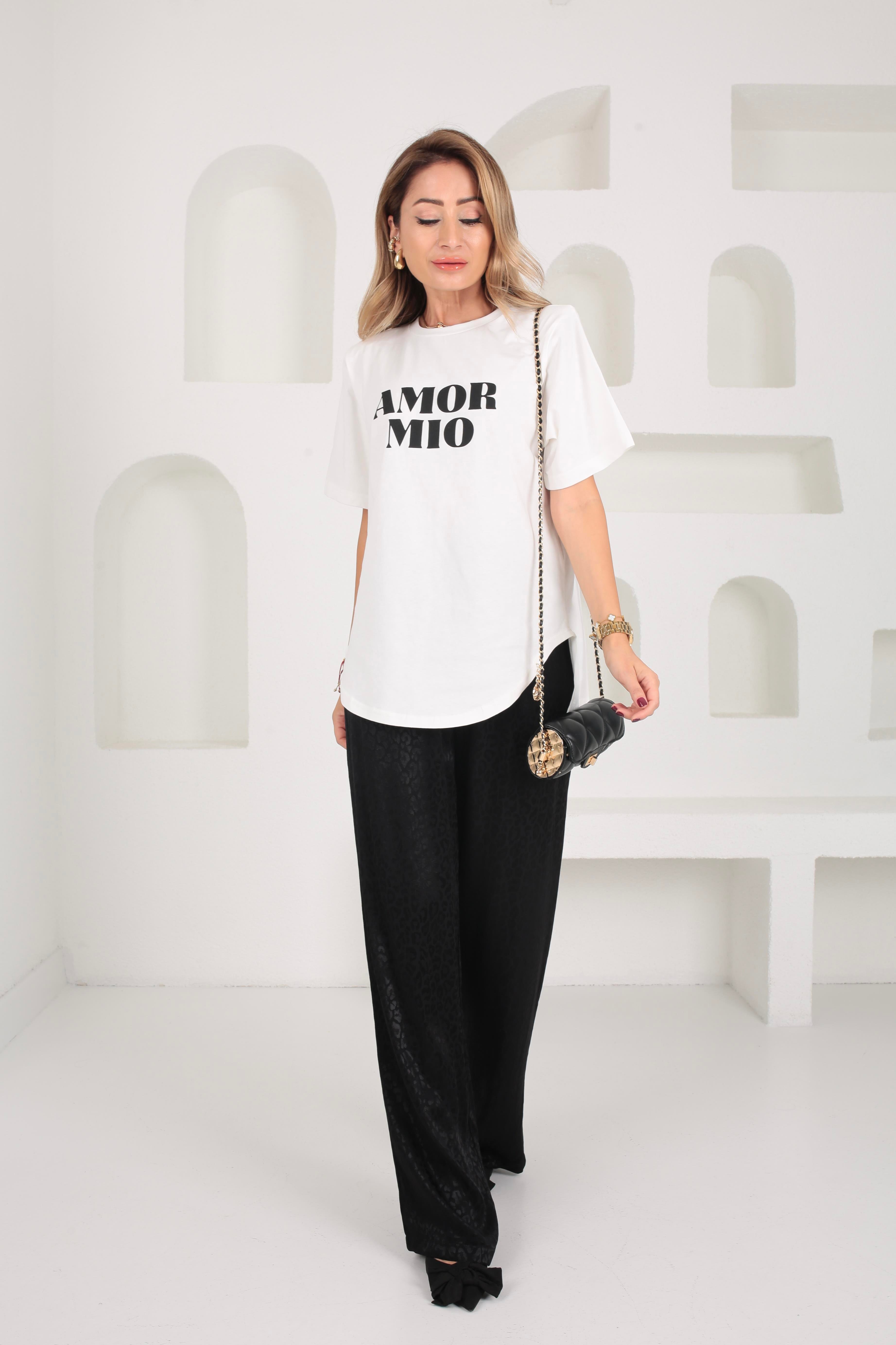 Bisiklet Yaka Yazı Baskılı Vatkalı Tshirt T-SHİRT