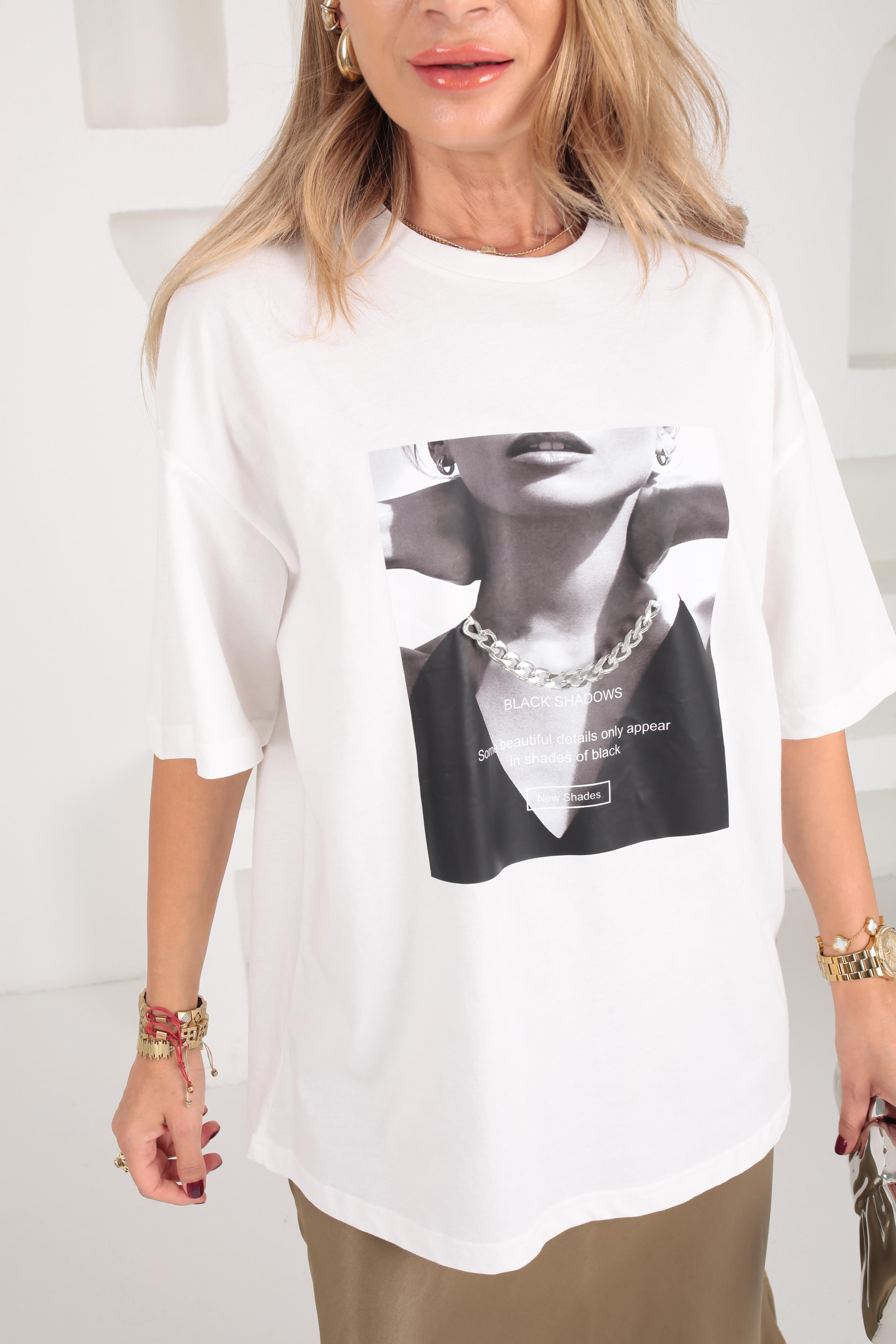 Bisiklet Yaka Zincir Detay Tshirt T-SHİRT