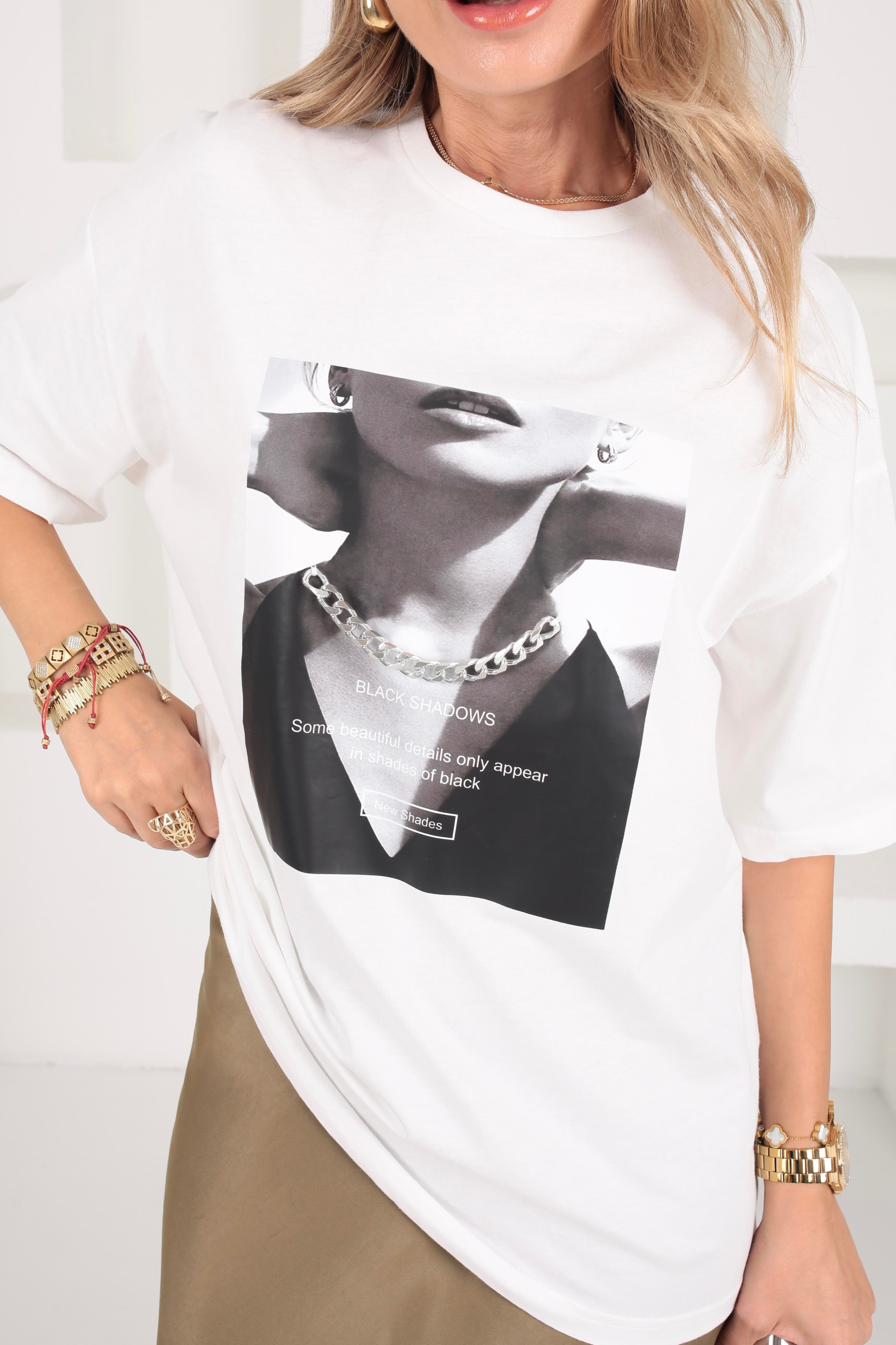 Bisiklet Yaka Zincir Detay Tshirt T-SHİRT