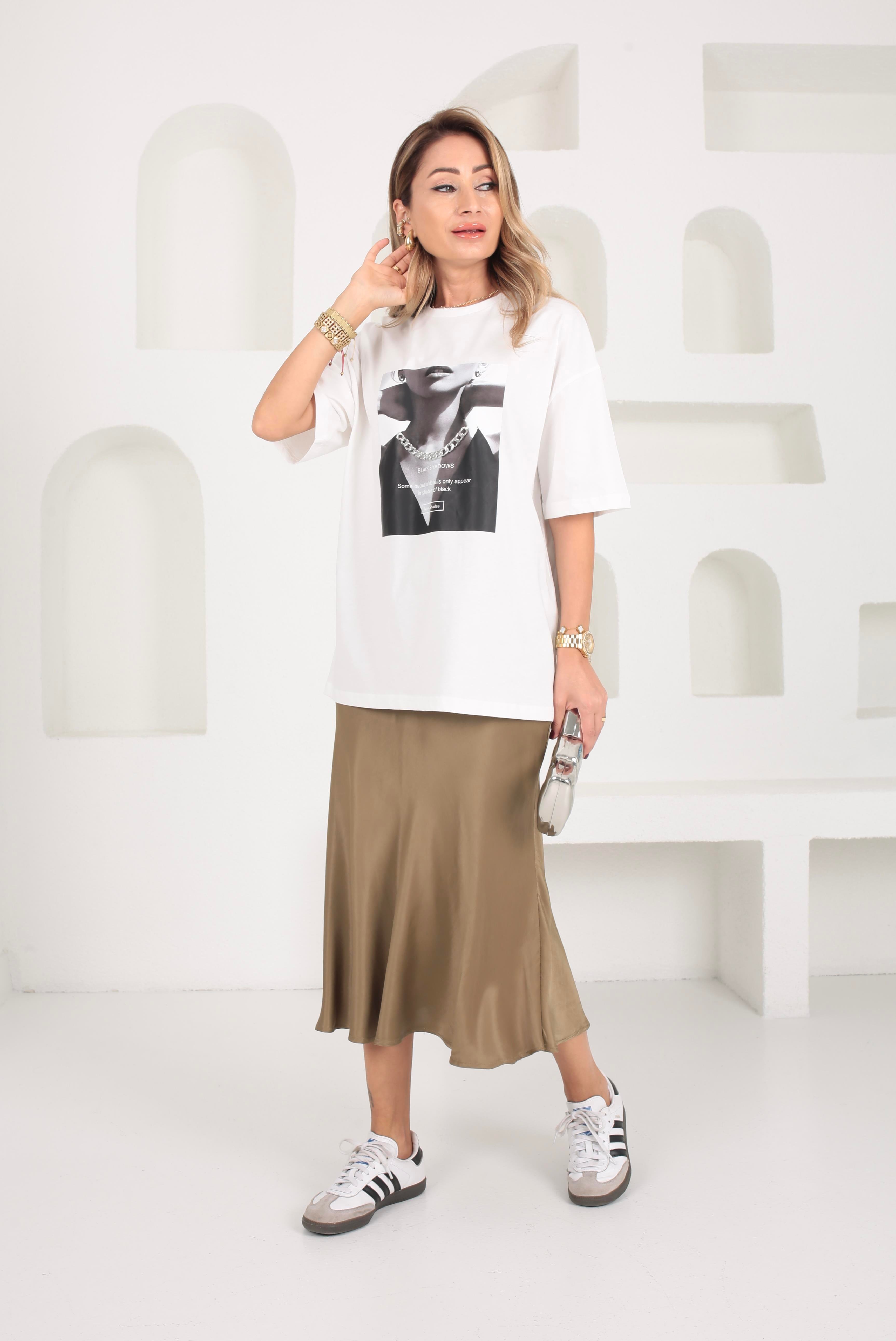 Bisiklet Yaka Zincir Detay Tshirt T-SHİRT