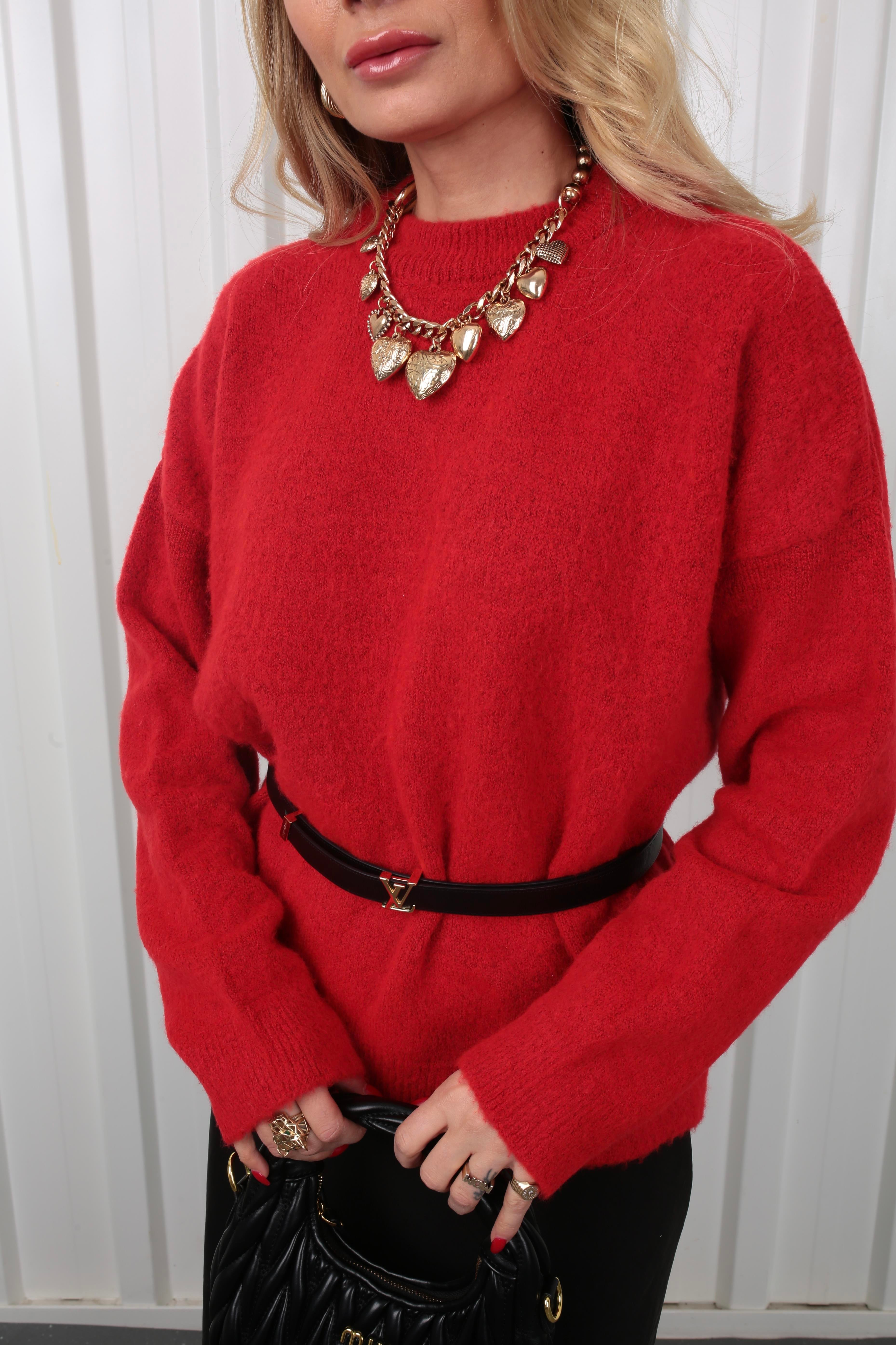 Bisiklet YakaKırmızı Basic Kazak TRİKO VE KAZAK