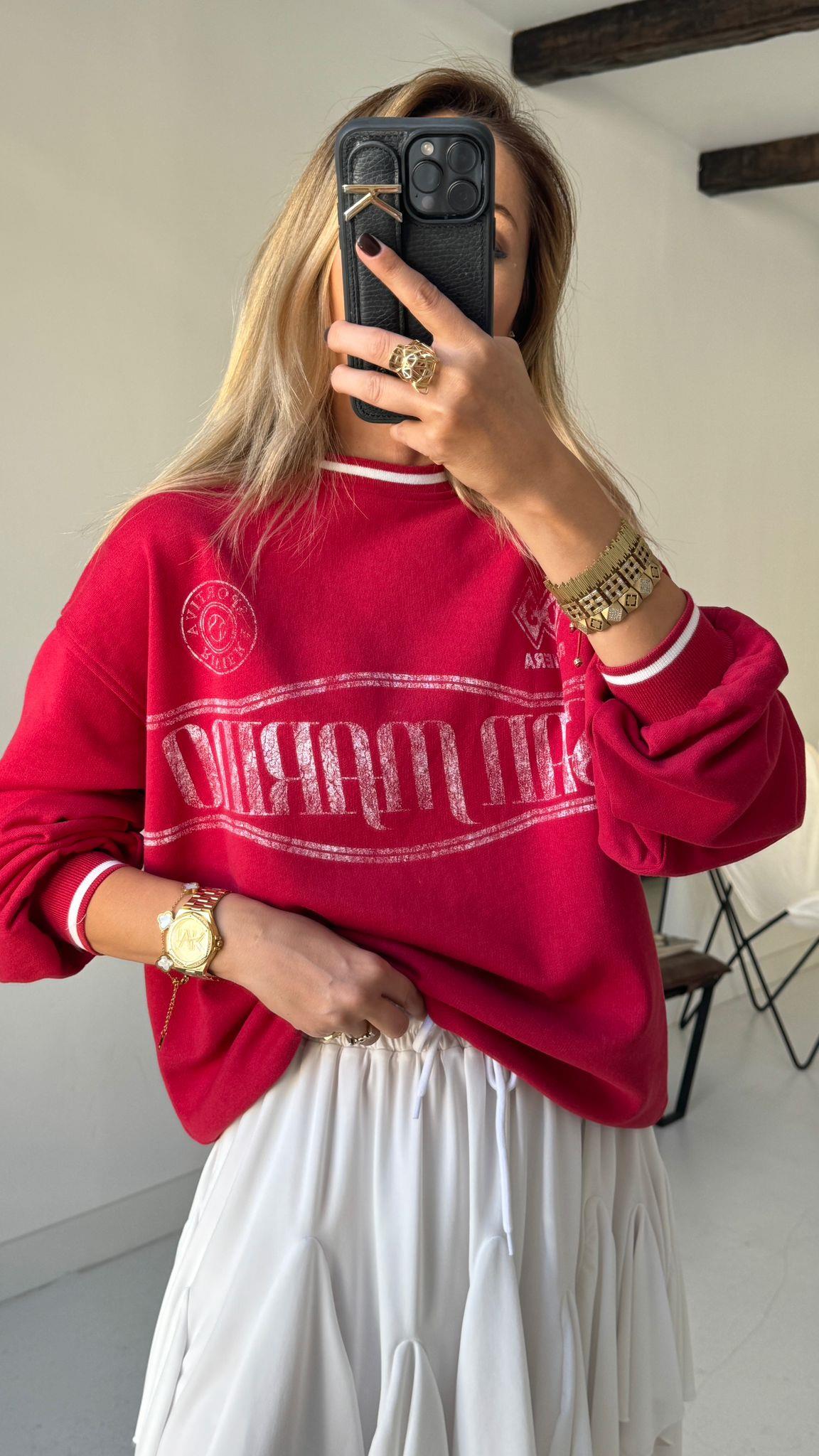 Bordo Baskılı Sweatshirt SWEATSHİRT