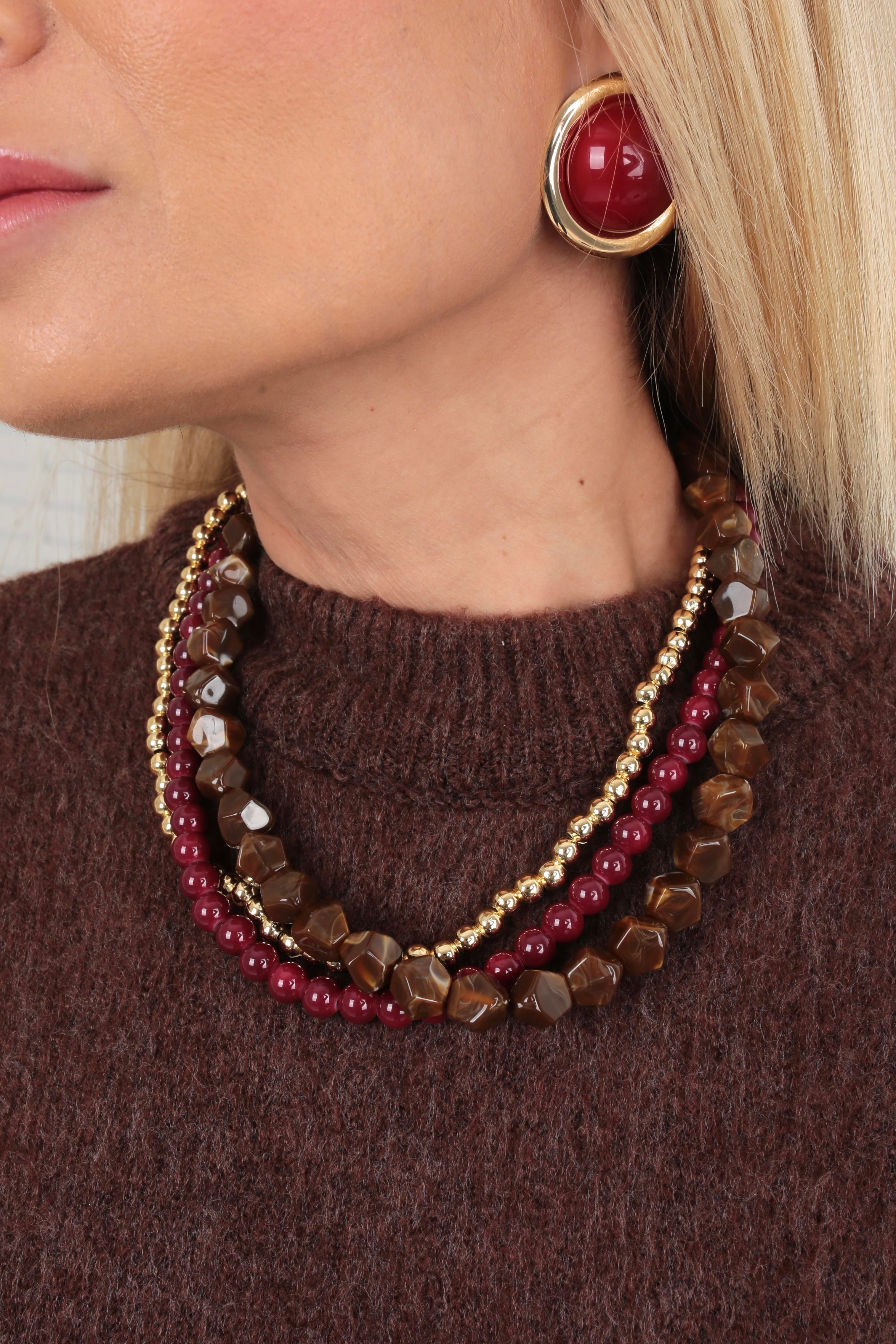 Bordo Gold Detay Küpe KÜPE