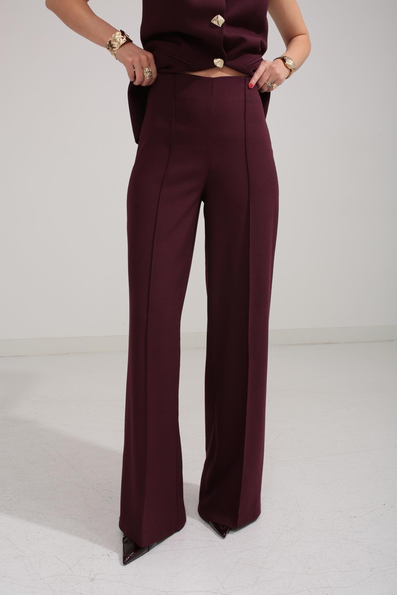 Bordo Karma Düğme Yelek Takım TAKIM | NO33