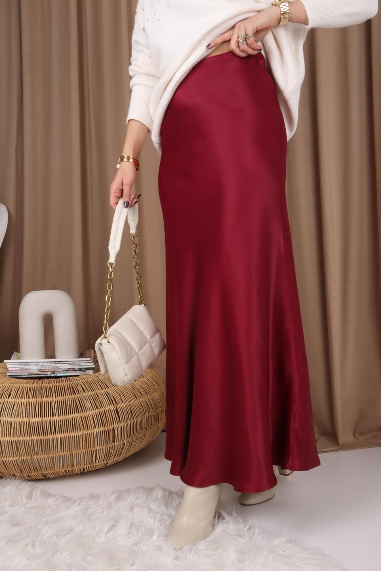 Bordo Maxi Boy Saten Etek ETEK