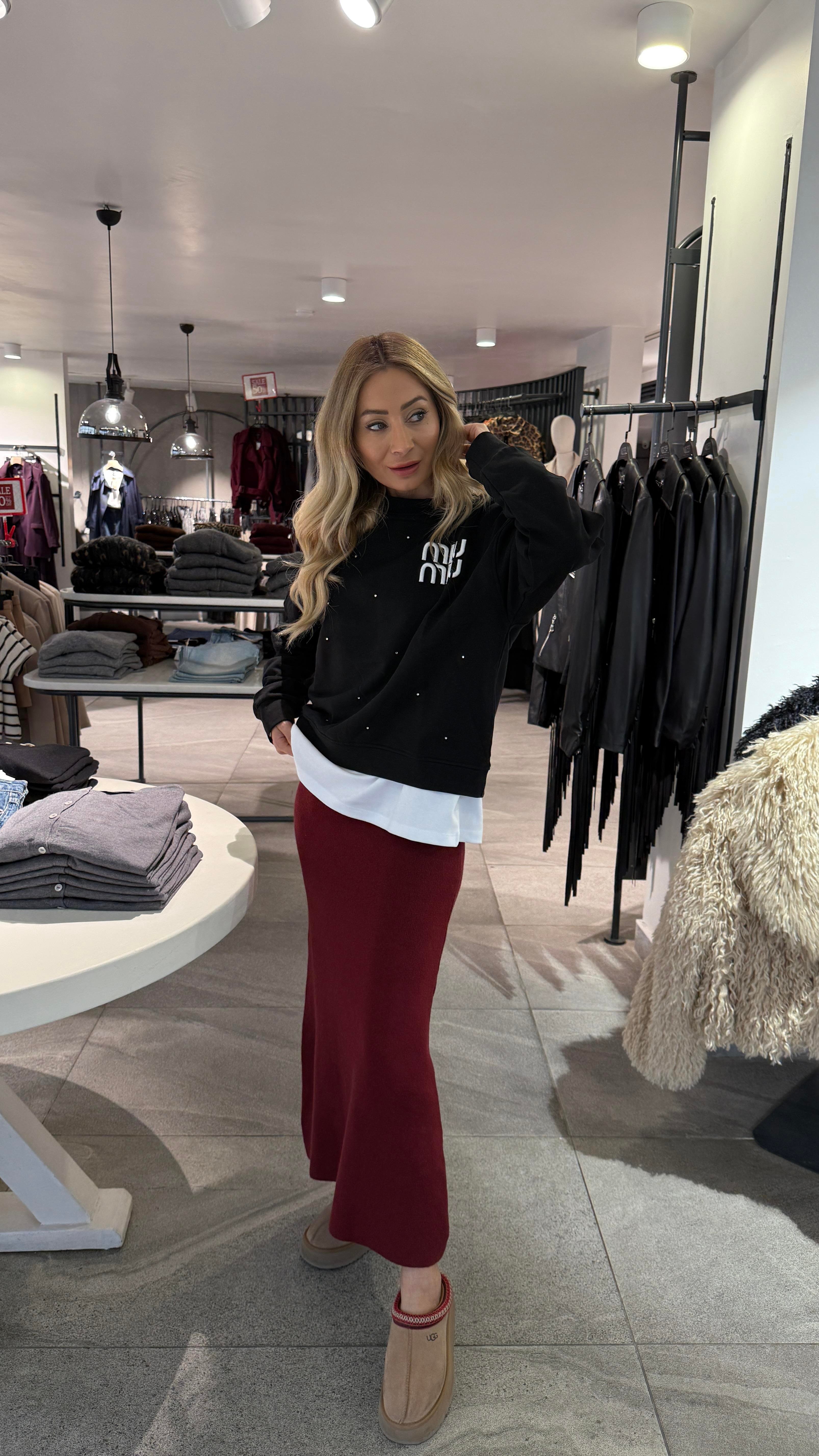 Bordo Triko Uzun Etek ETEK