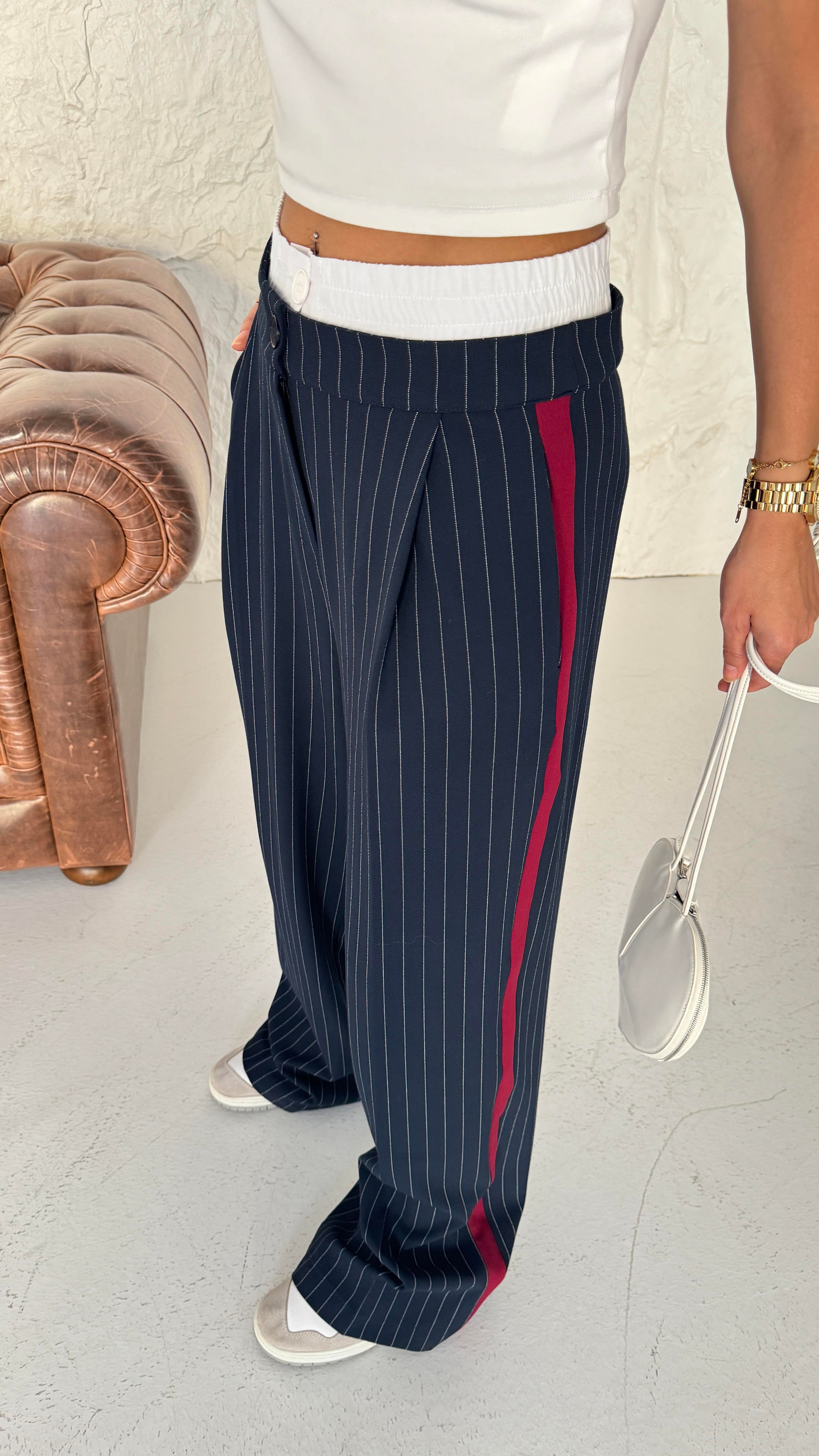 Boxer Detay Şeritli Lacivert Pantolon PANTOLON