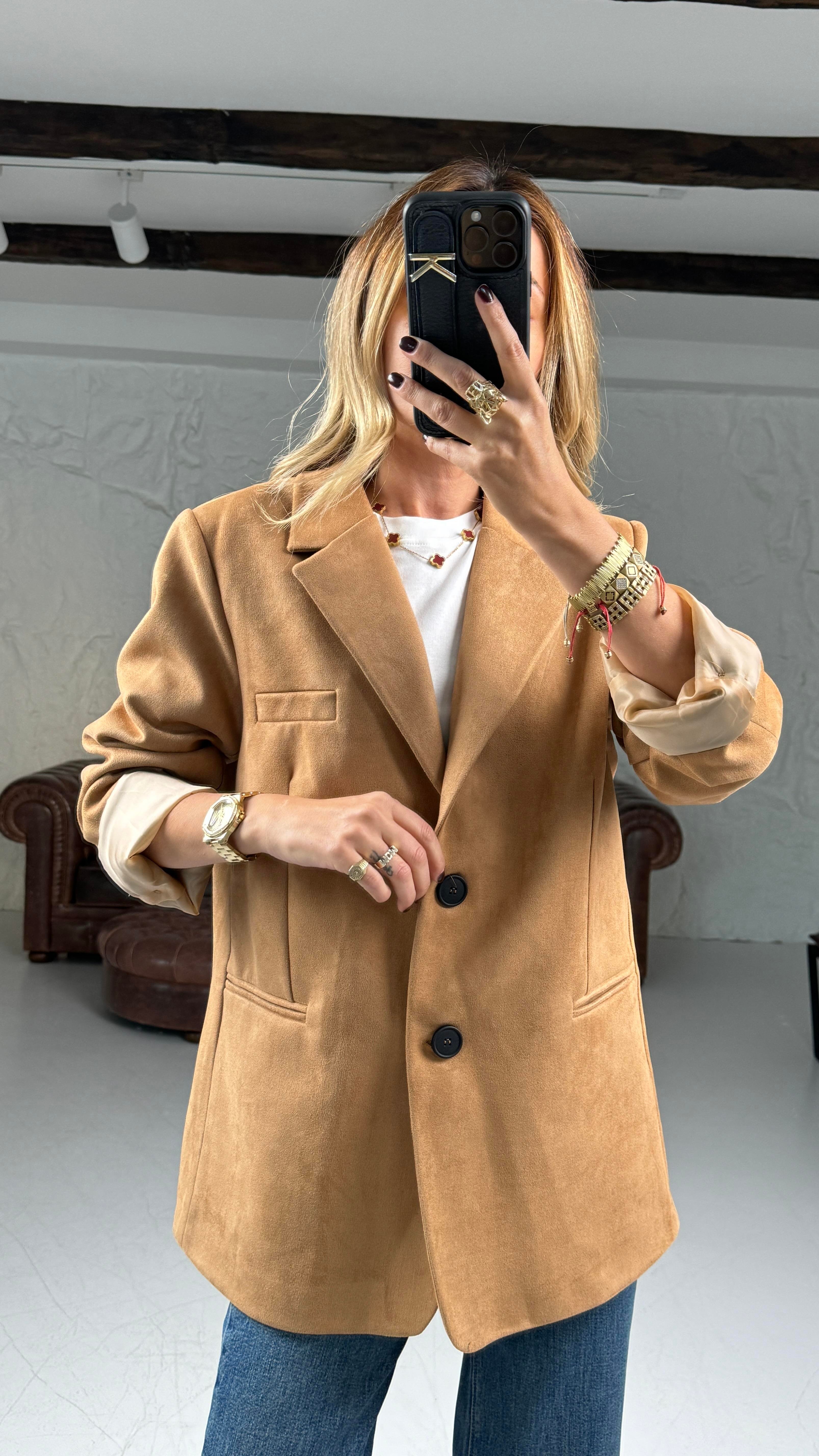 Camel Çift düğme Nubuk Blazer Ceket CEKET