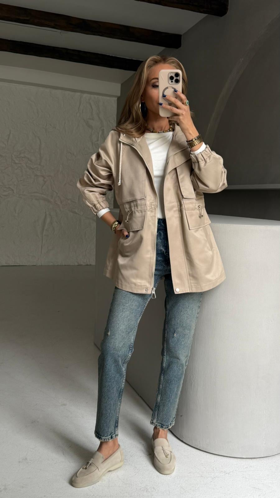 Camel Kapişonlu Gabardin Trenç TRENÇKOT | NO33