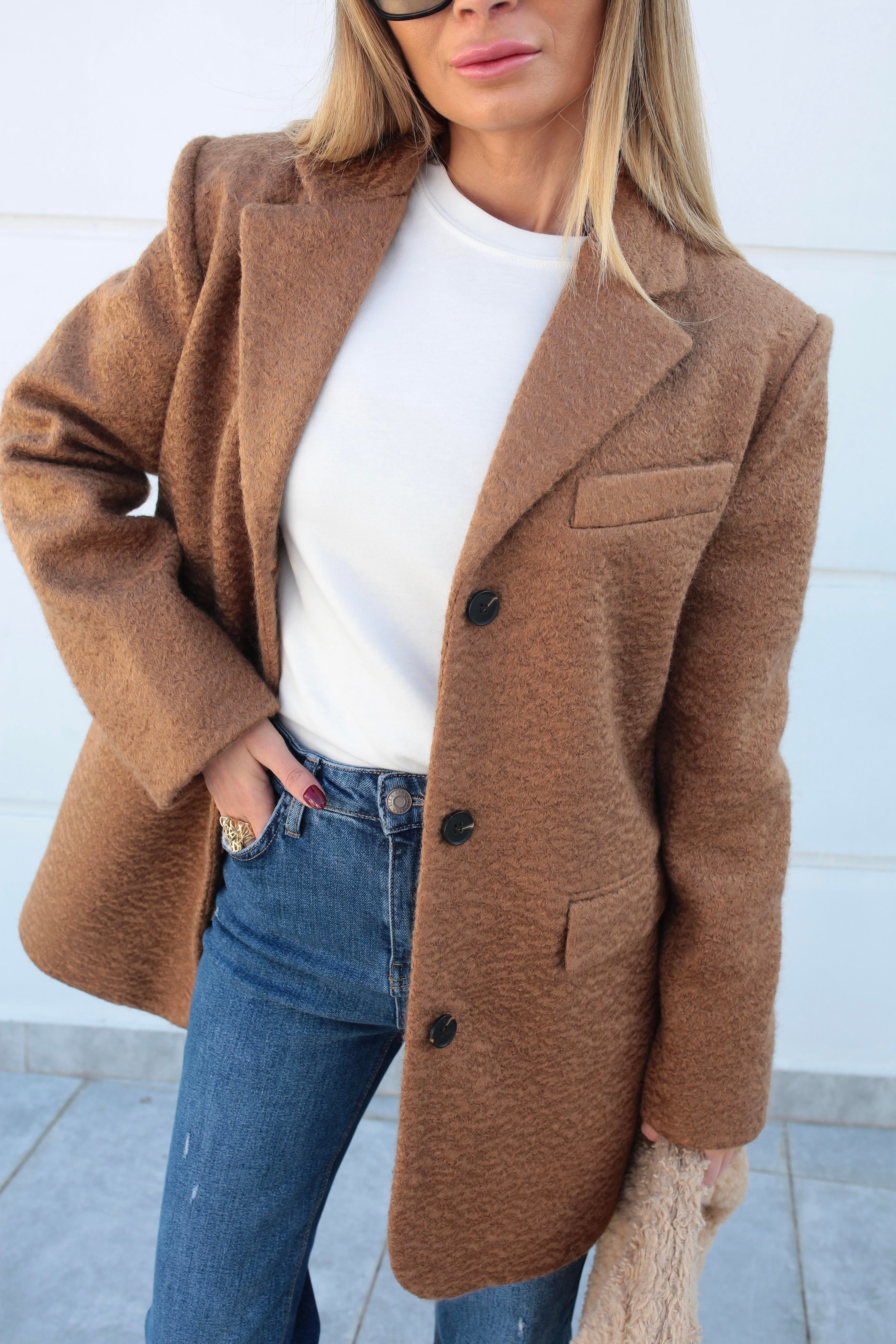 Camel Uzun Buklet Ceket CEKET