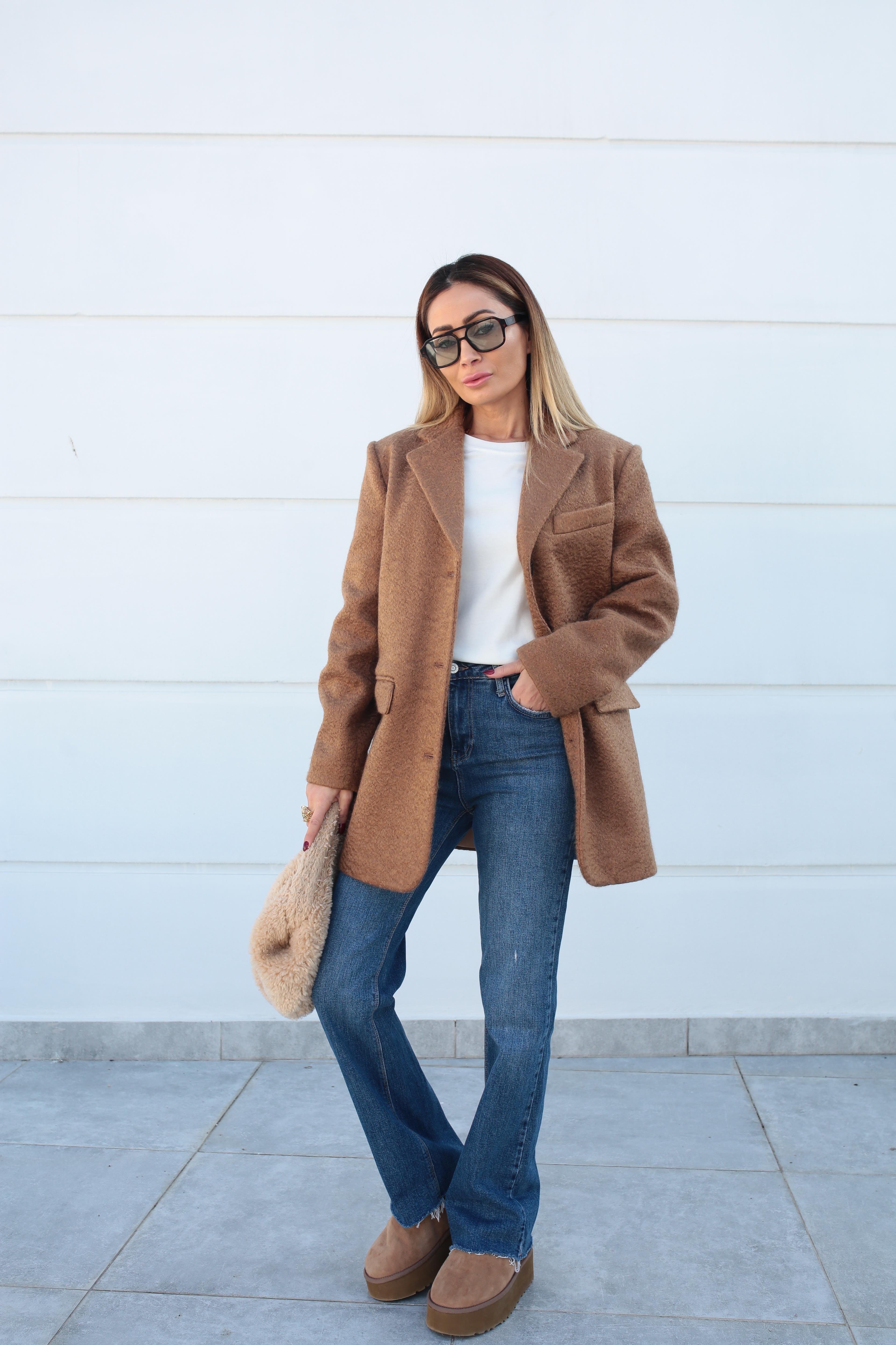 Camel Uzun Buklet Ceket CEKET