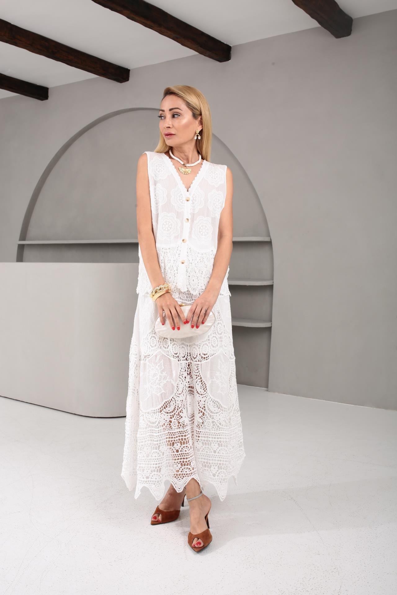 Dantel Örme Yelekli İthal Takım TAKIM | NO33