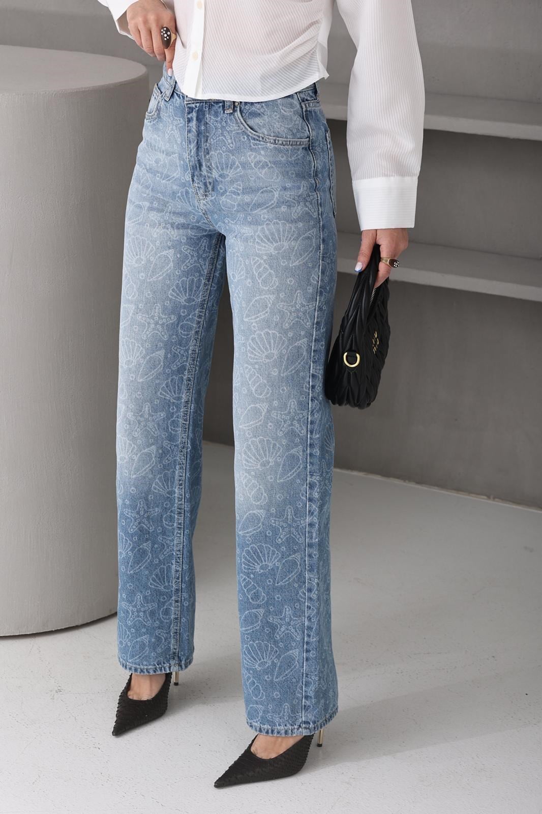 Deniz Kabuğu Baskılı Palazzo Jean (4699) JEAN | NO33