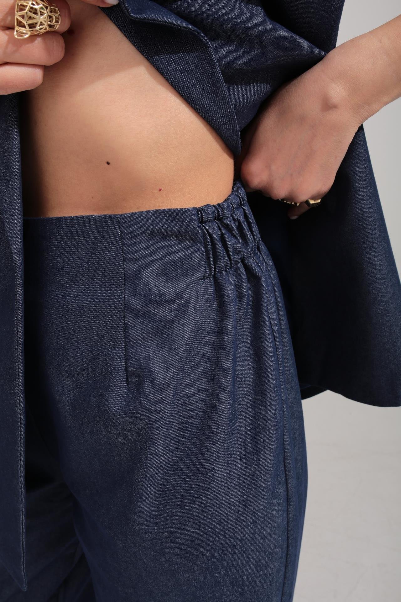 Deri Kemerli Gold Detay Gabardin Yelekli Takım TAKIM | NO33