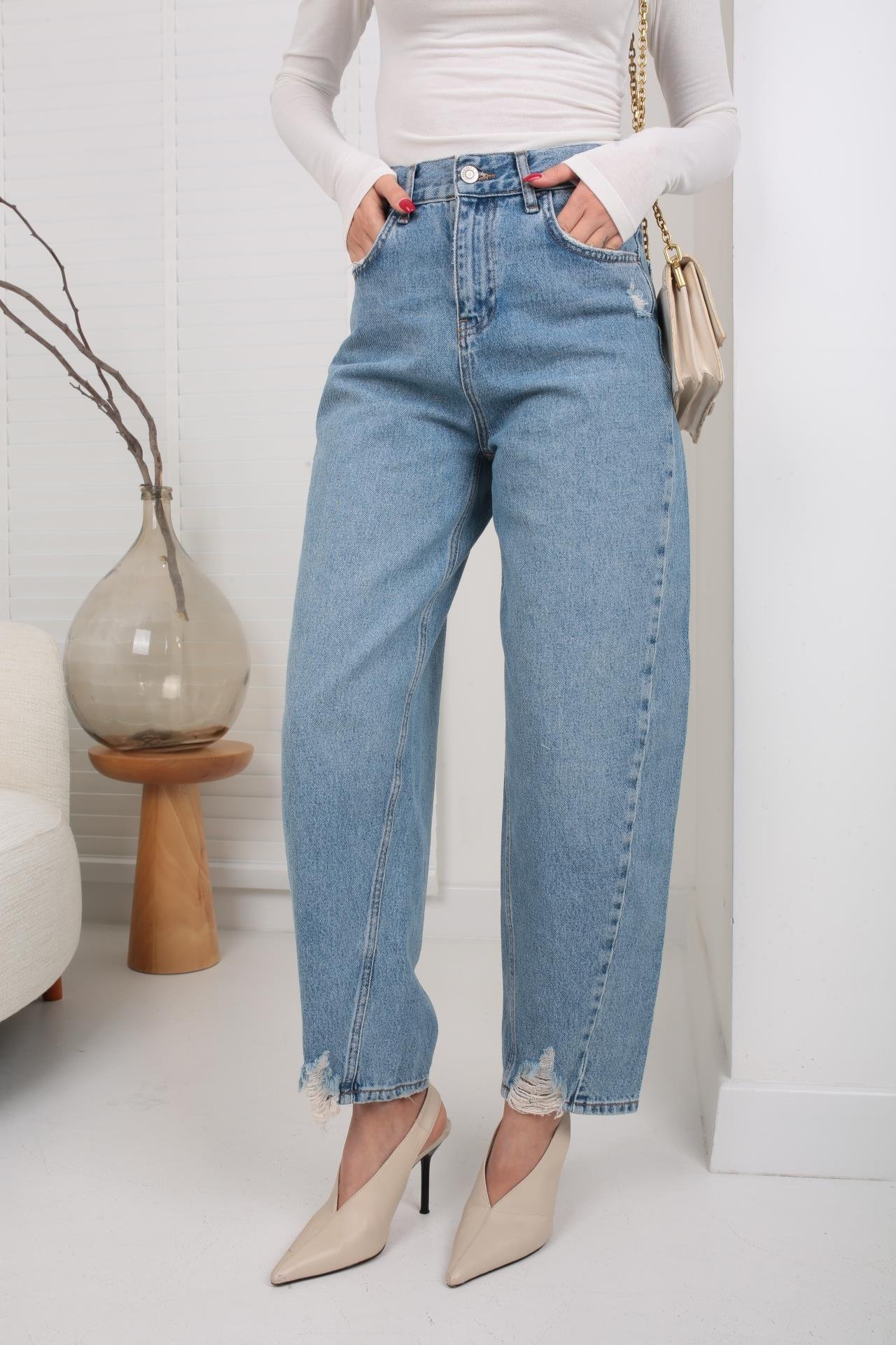 Dikiş Detay Şalvar Kesim Jean (1995-1) JEAN