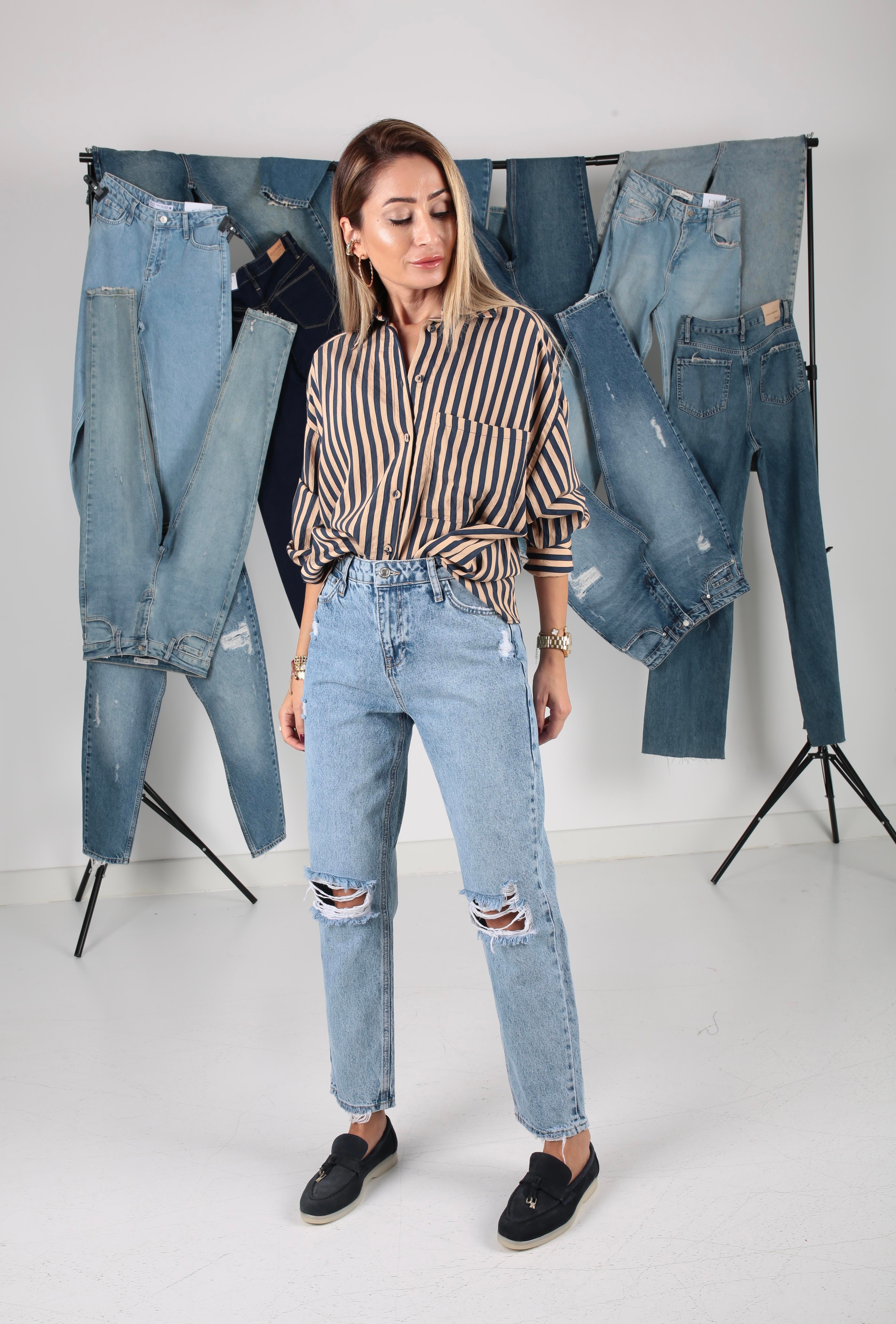 Dizleri Yırtıklı Mom Jean(1842-2) JEAN