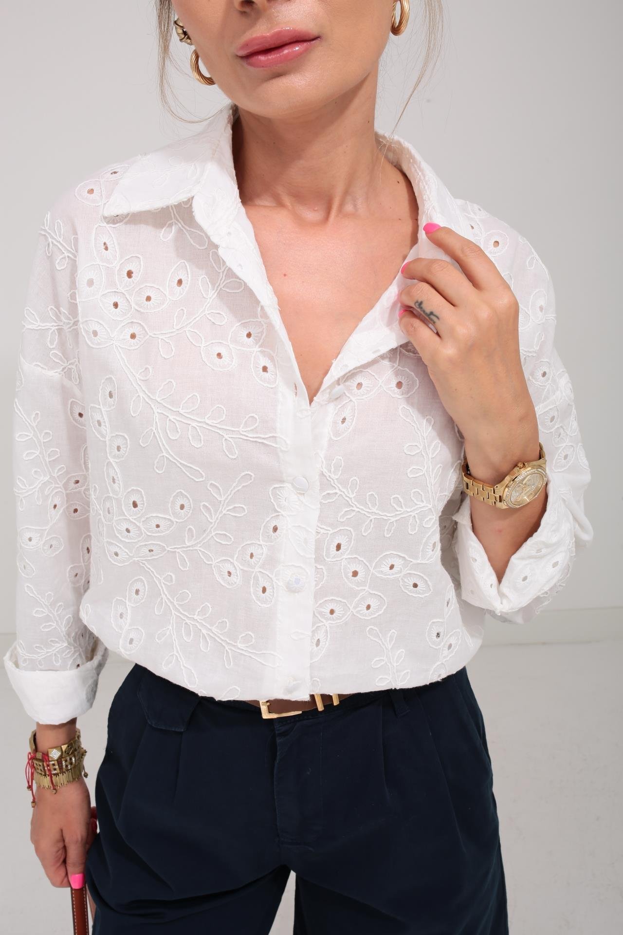 Düğme Detay Beyaz Fisto Gömlek GÖMLEK | NO33