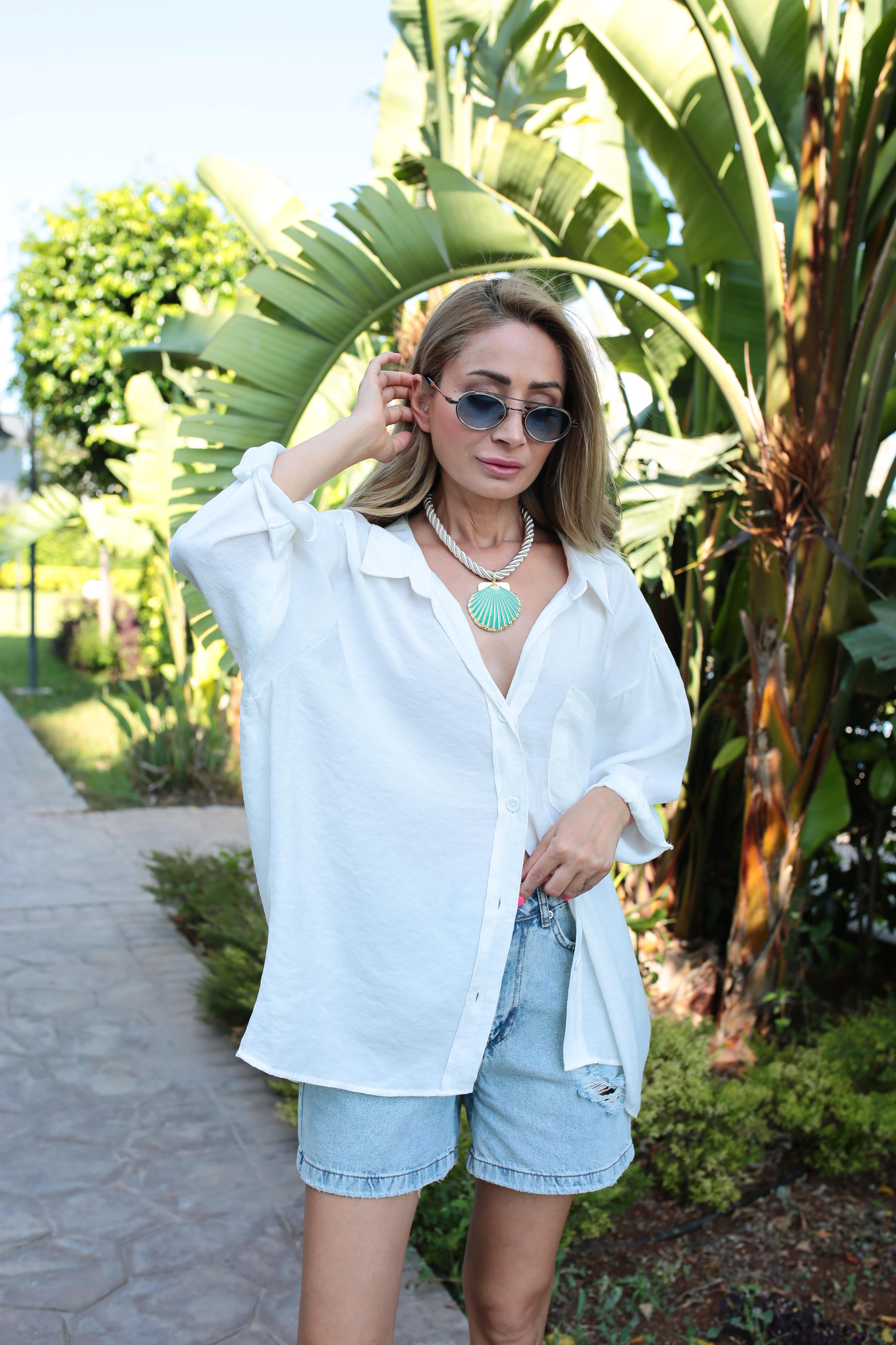 Düşük Omuz Oversize Ekru Gömlek GÖMLEK | NO33